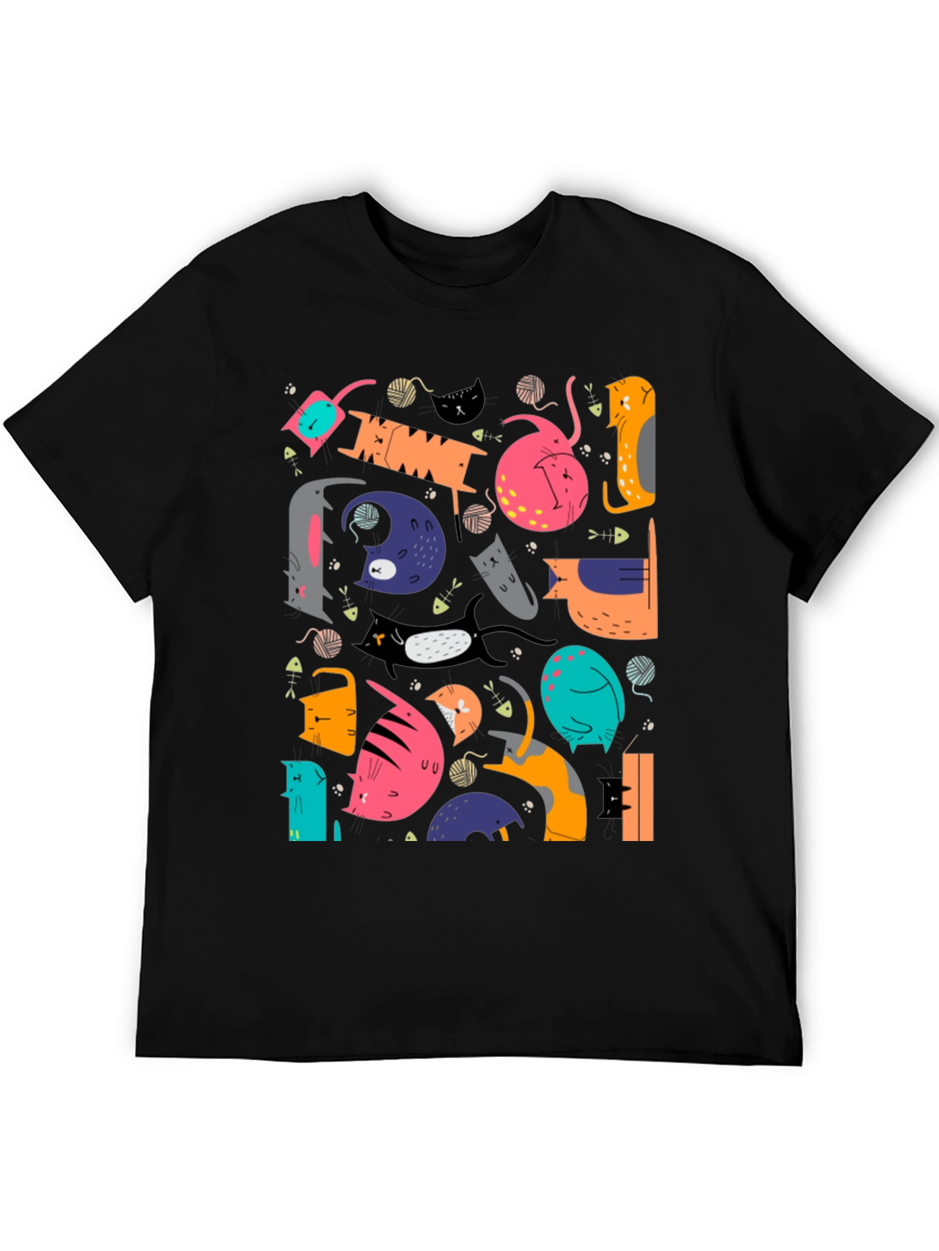 Funky Cats Graphic T-Shirt - Black