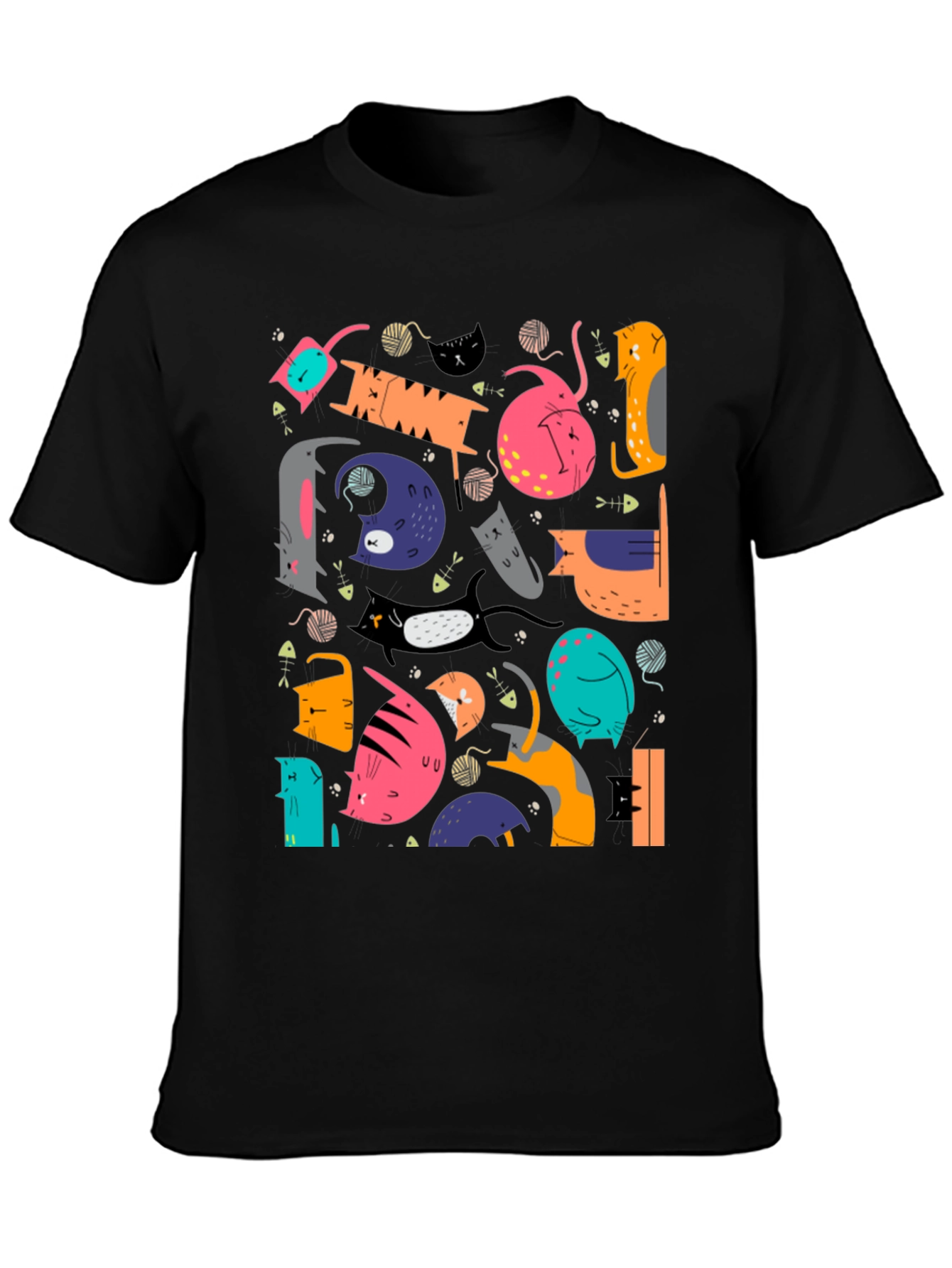 Funky Cats Graphic T-Shirt - Black