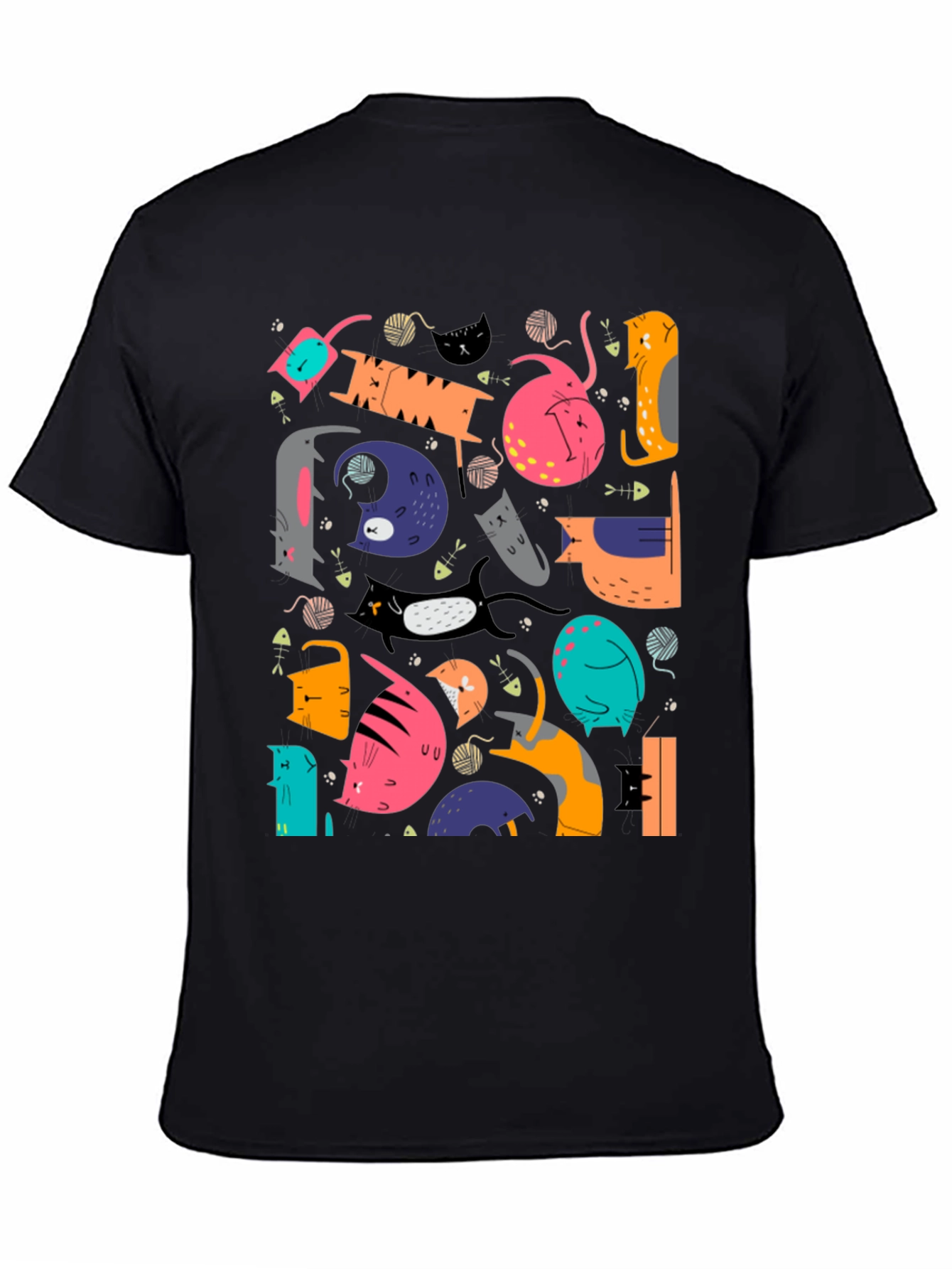 Funky Cats Graphic T-Shirt - Black