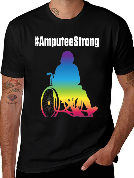 Amputee Strong Rainbow Wheelchair T-Shirt