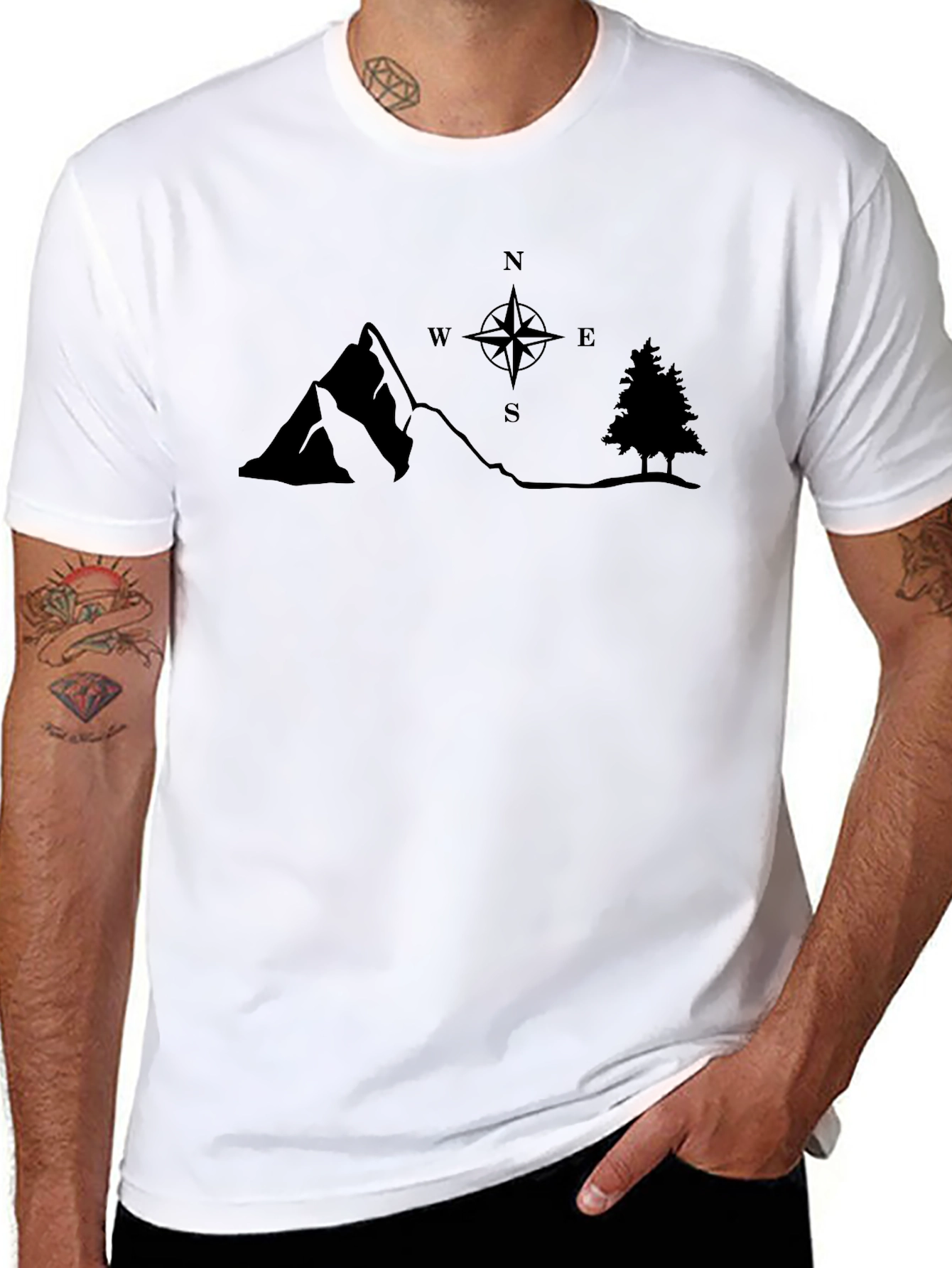 Mountain Compass Graphic Tee - Black