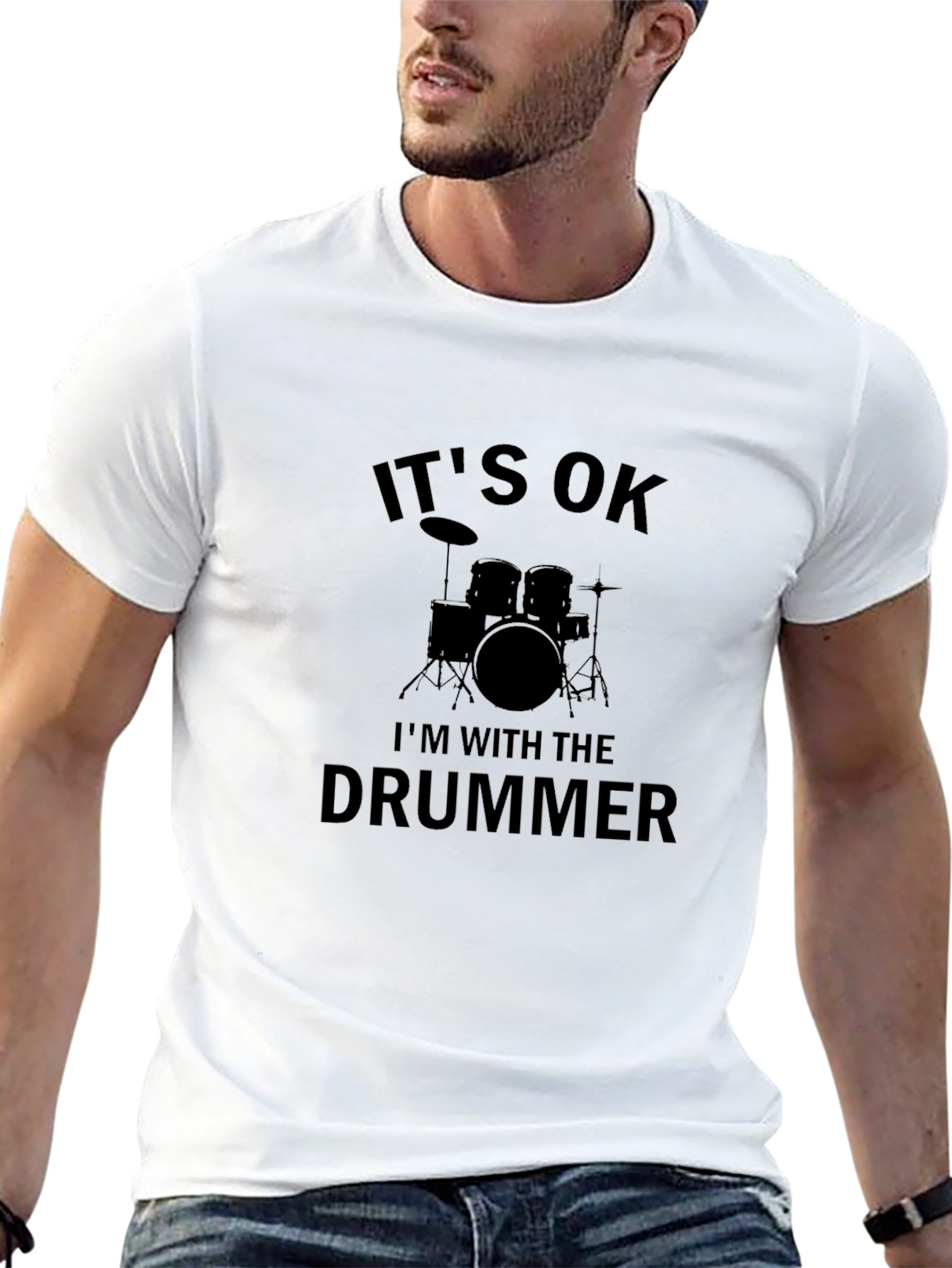 Its Ok Im With The Drummer Black T-Shirt