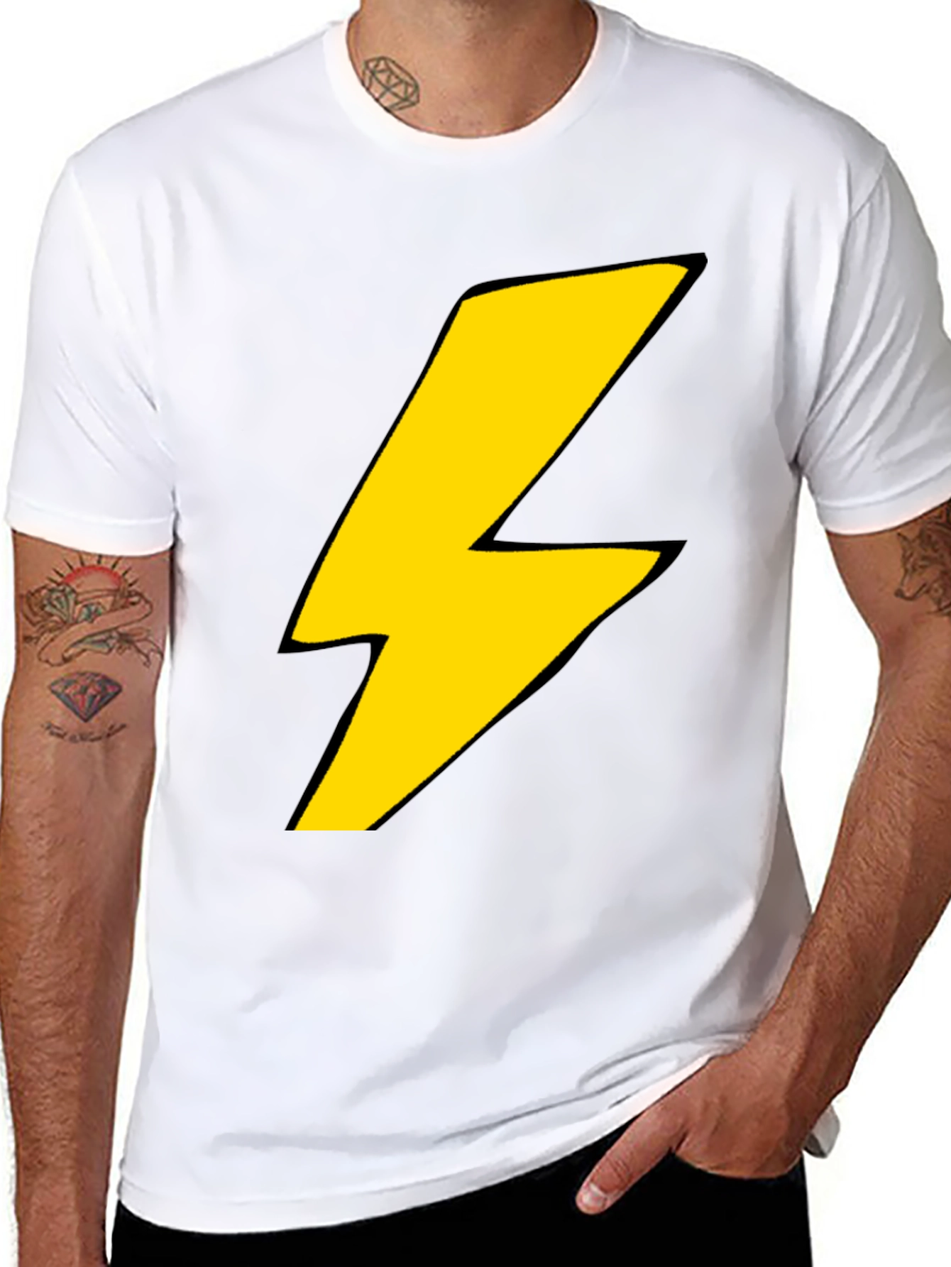 Lightning Bolt Graphic T-Shirt - Bold Black Tee