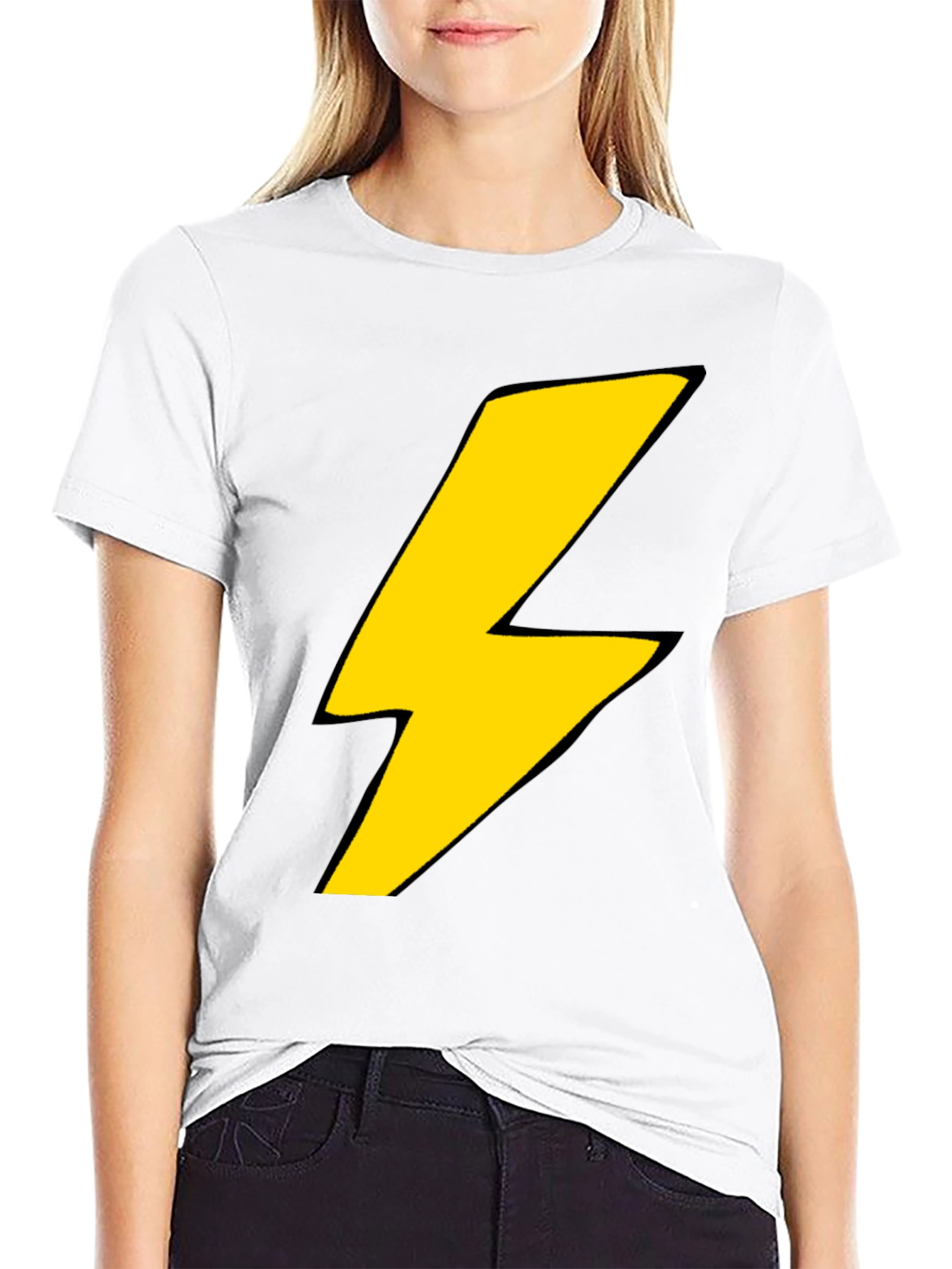 Lightning Bolt Graphic T-Shirt - Bold Black Tee