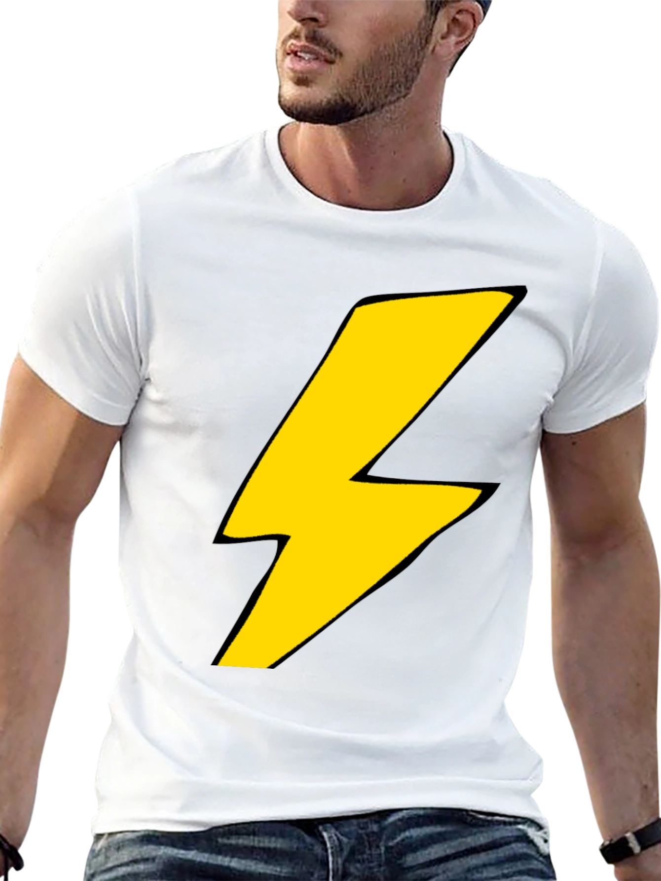 Lightning Bolt Graphic T-Shirt - Bold Black Tee