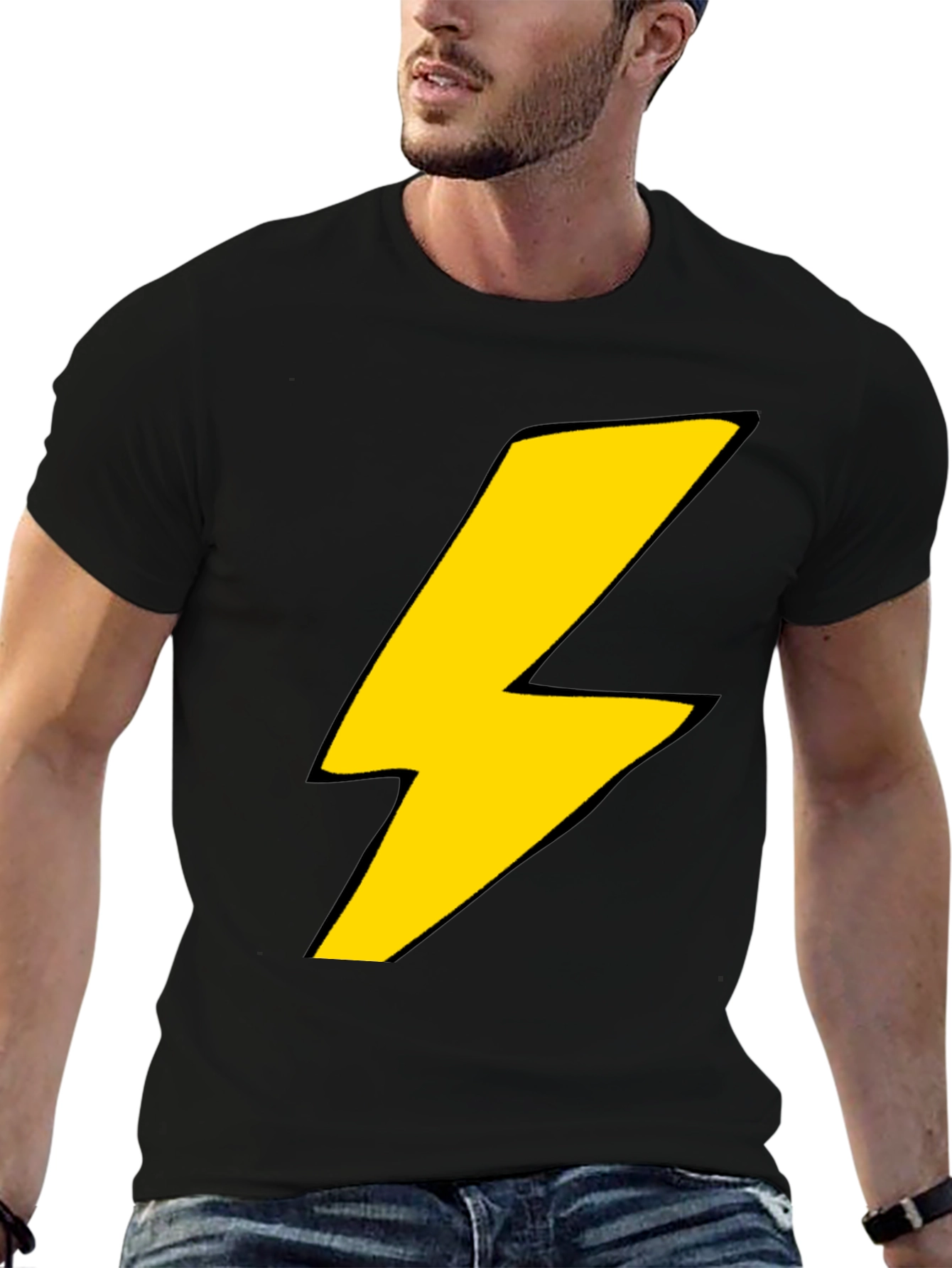 Lightning Bolt Graphic T-Shirt - Bold Black Tee