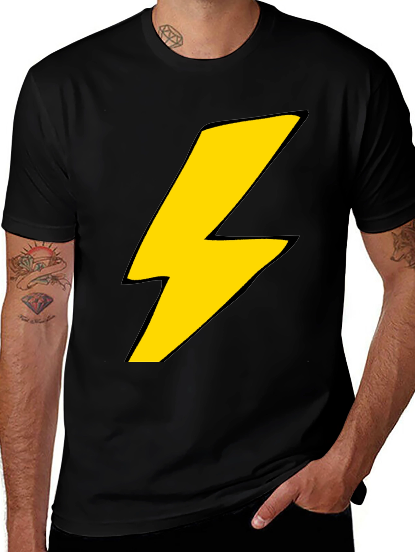 Lightning Bolt Graphic T-Shirt - Bold Black Tee