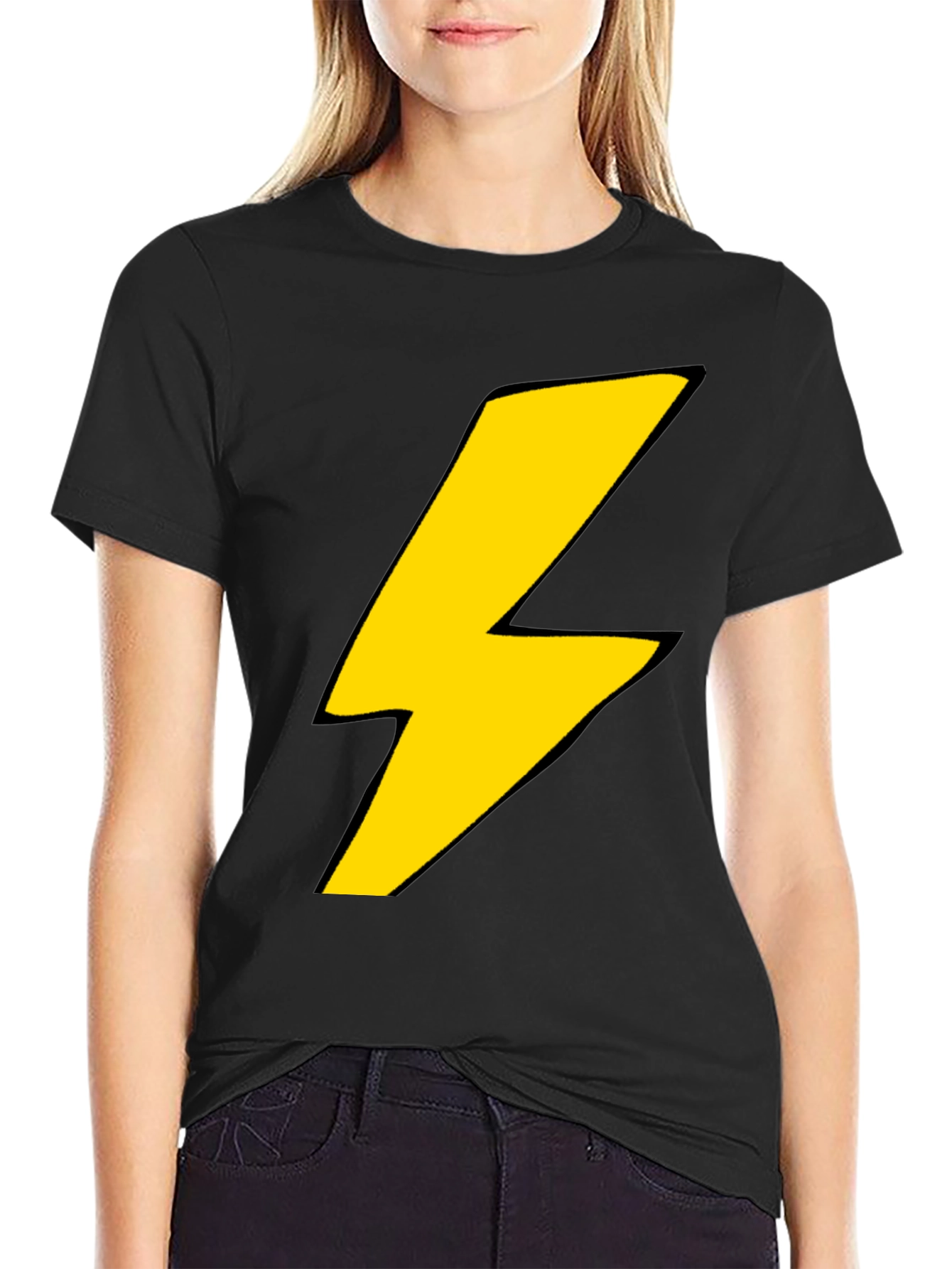 Lightning Bolt Graphic T-Shirt - Bold Black Tee