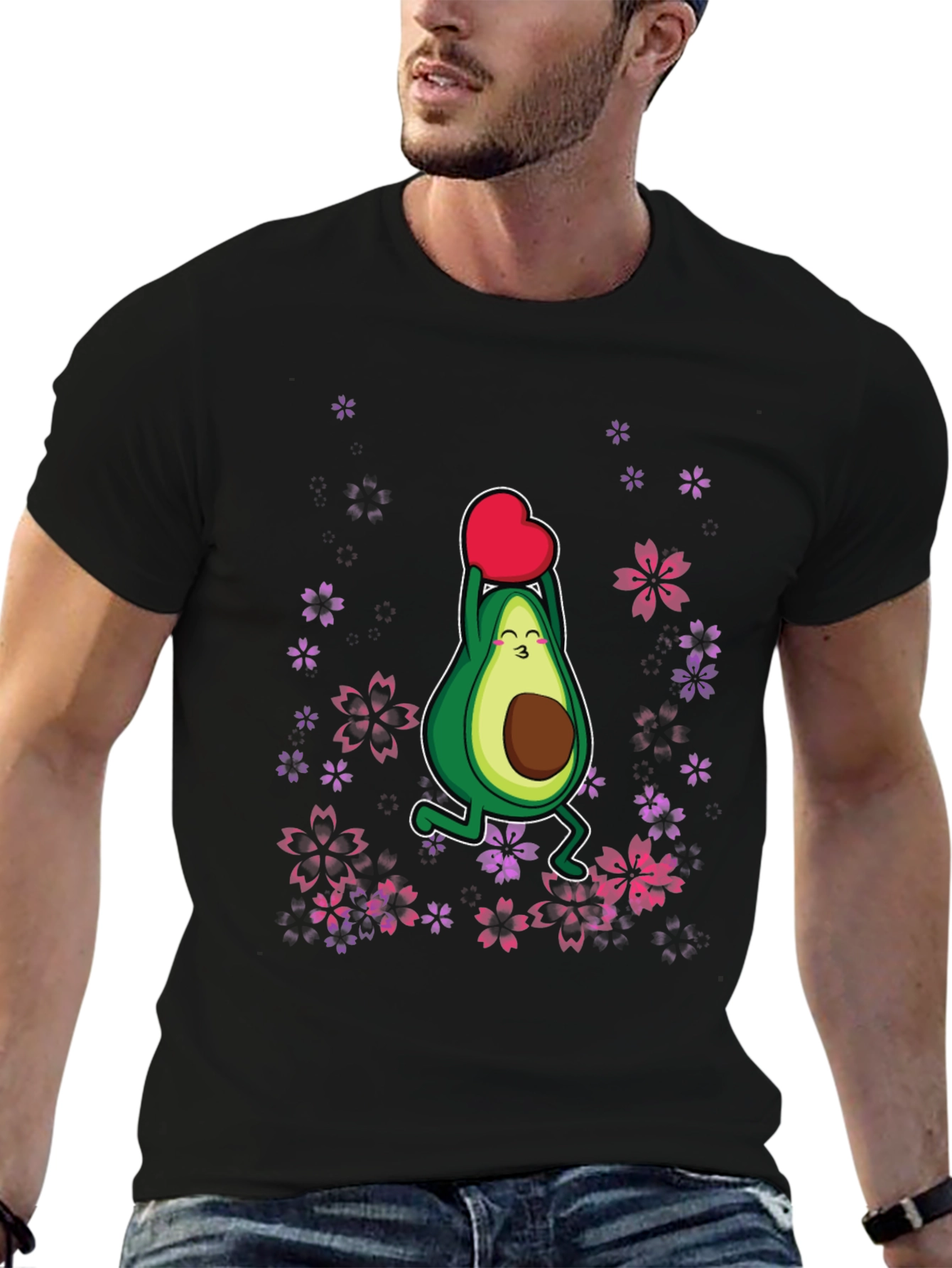 Avocado Heart T-Shirt - Black Graphic Tee