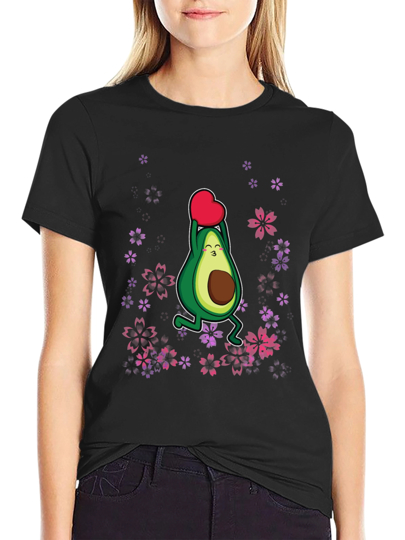 Avocado Heart T-Shirt - Black Graphic Tee