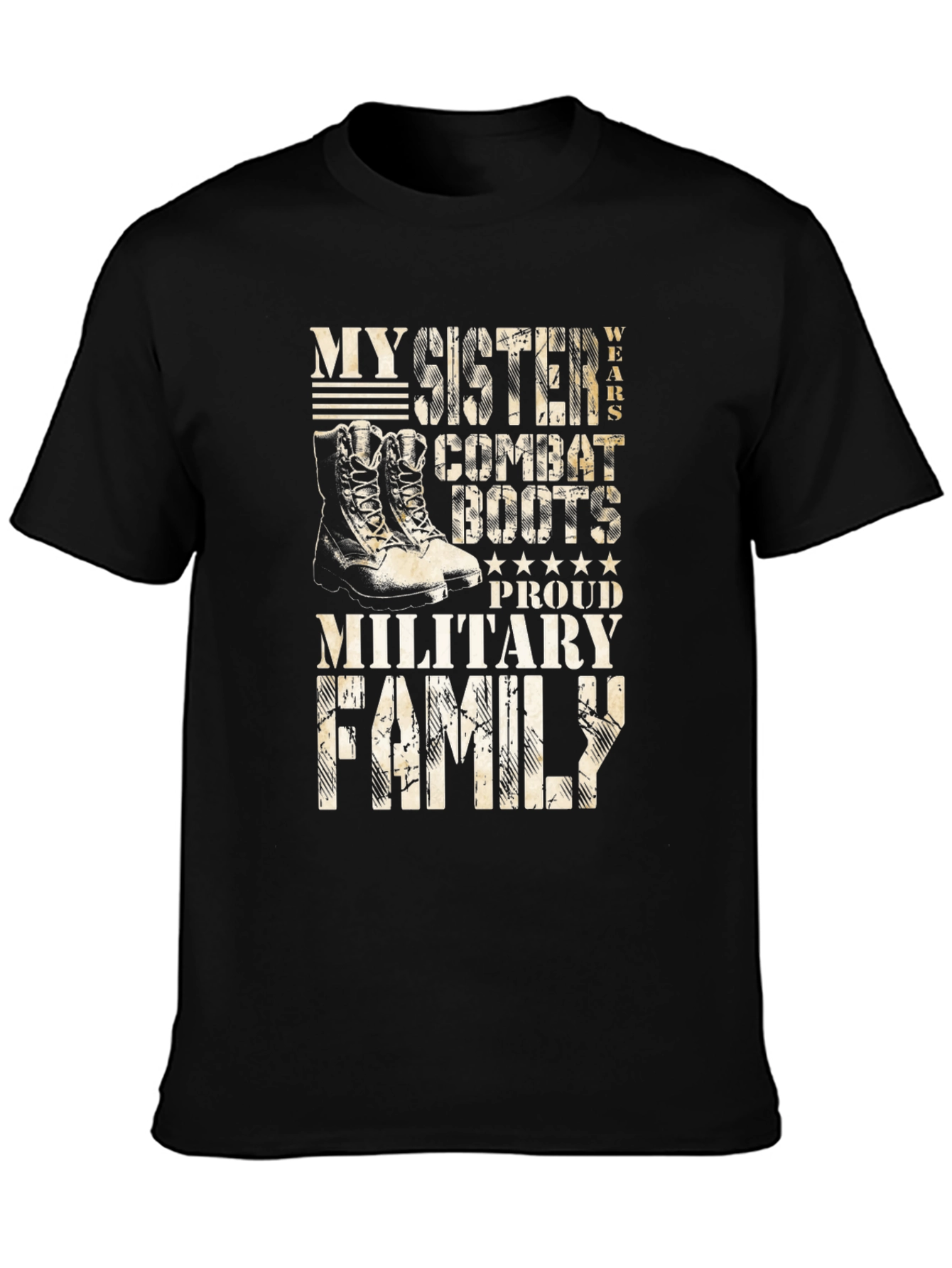 Military Family Sister Combat Boots T-Shirt