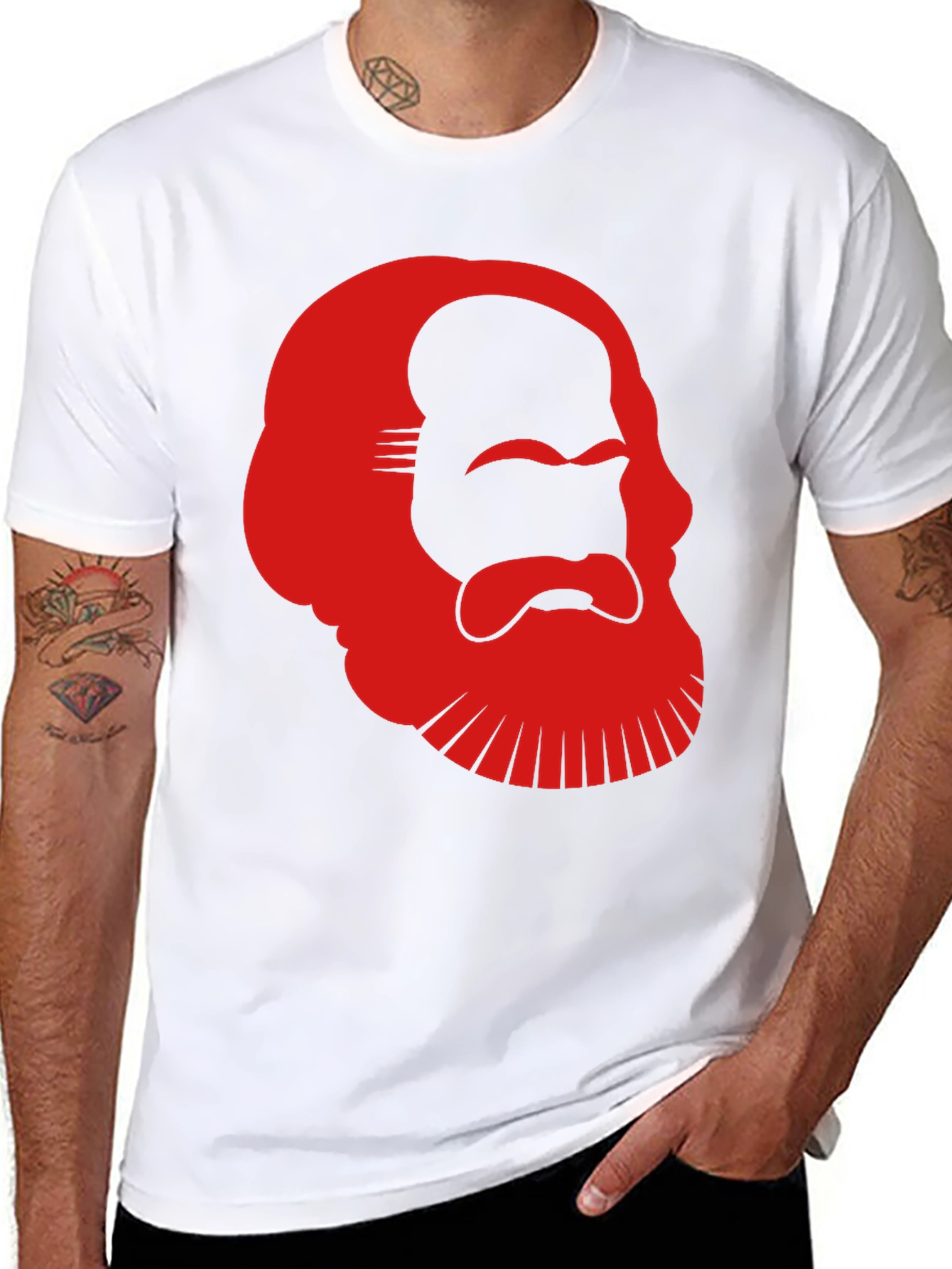 Karl Marx Graphic Tee - Red Silhouette on Black