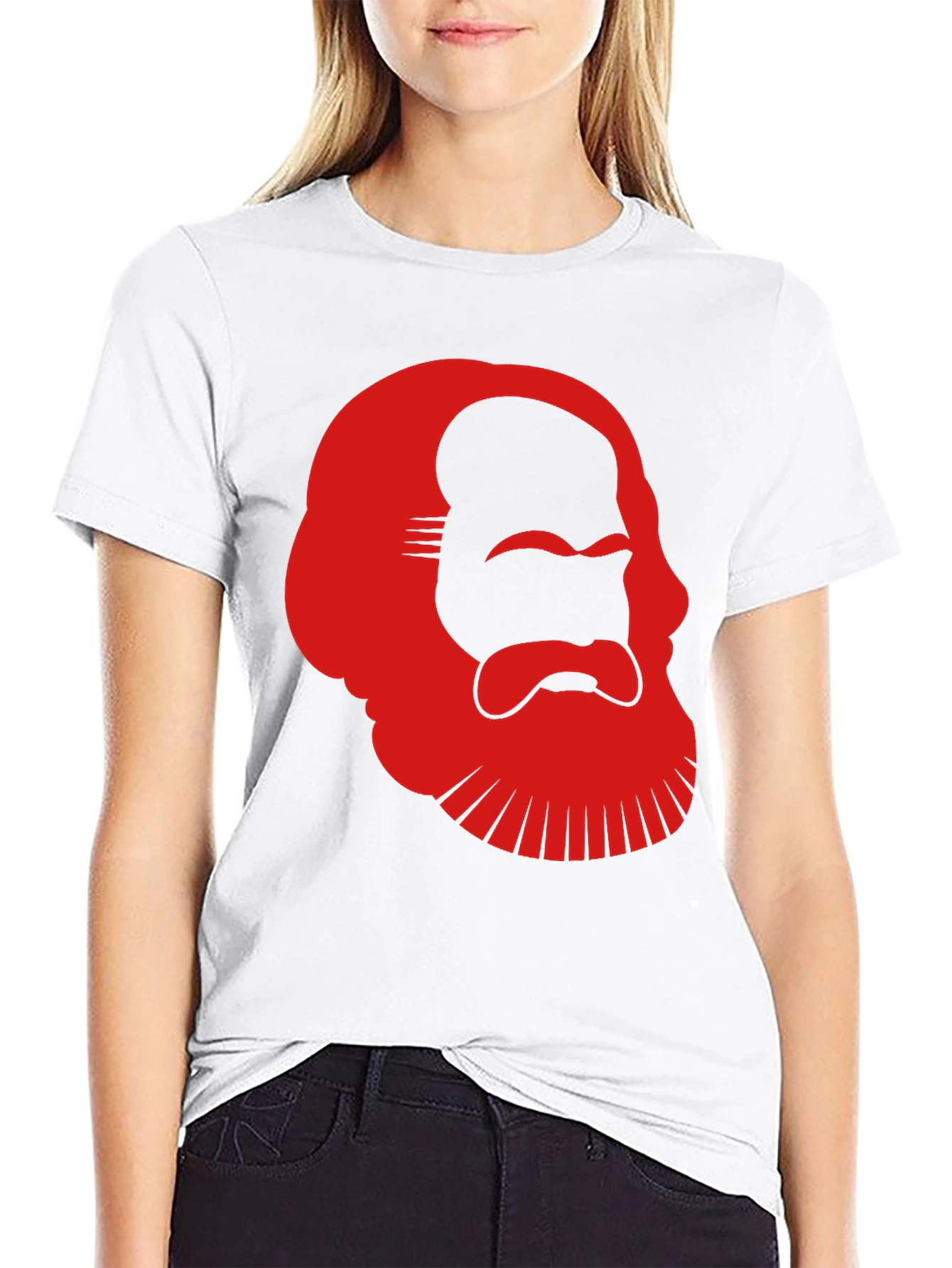 Karl Marx Graphic Tee - Red Silhouette on Black
