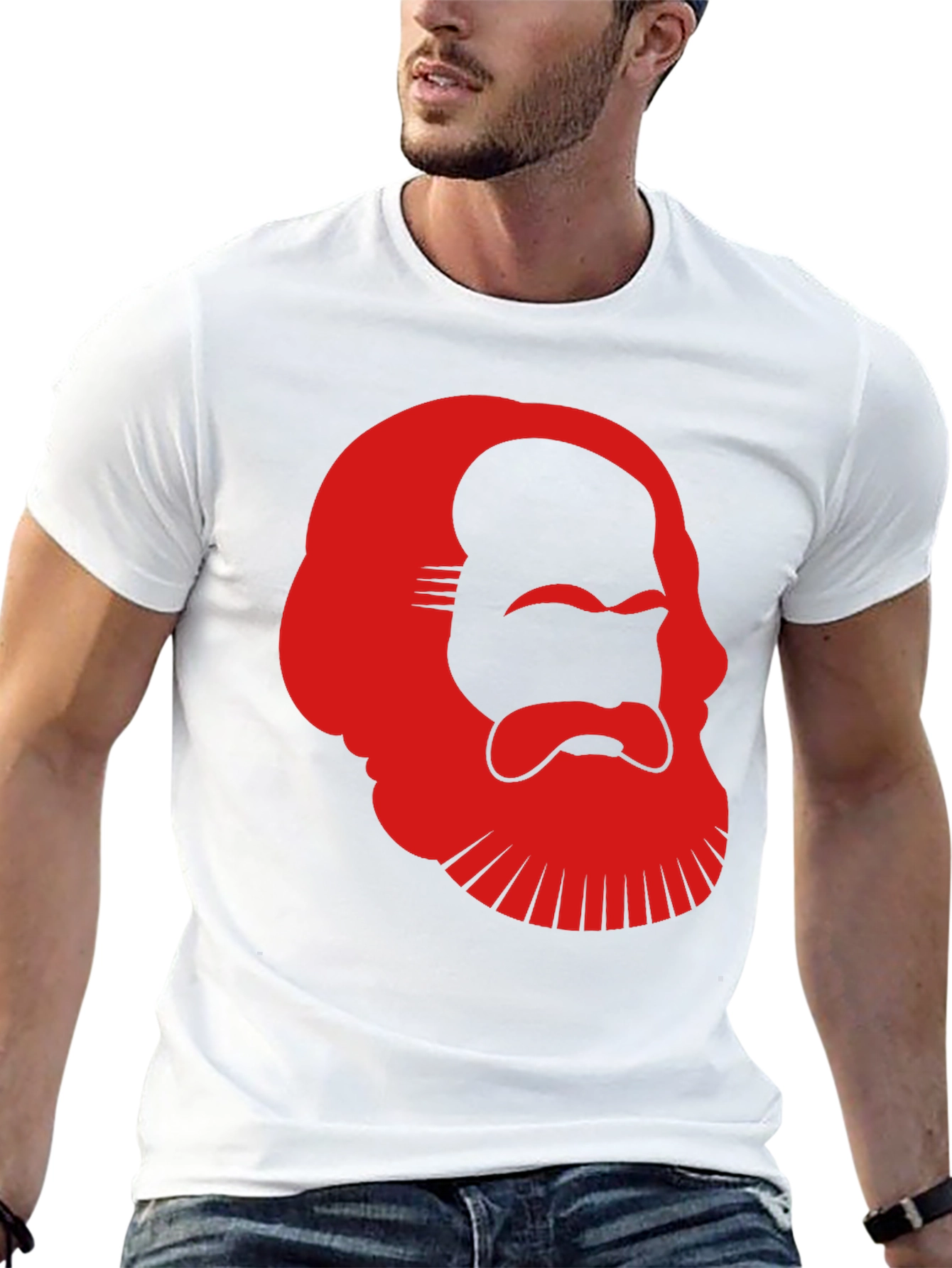 Karl Marx Graphic Tee - Red Silhouette on Black