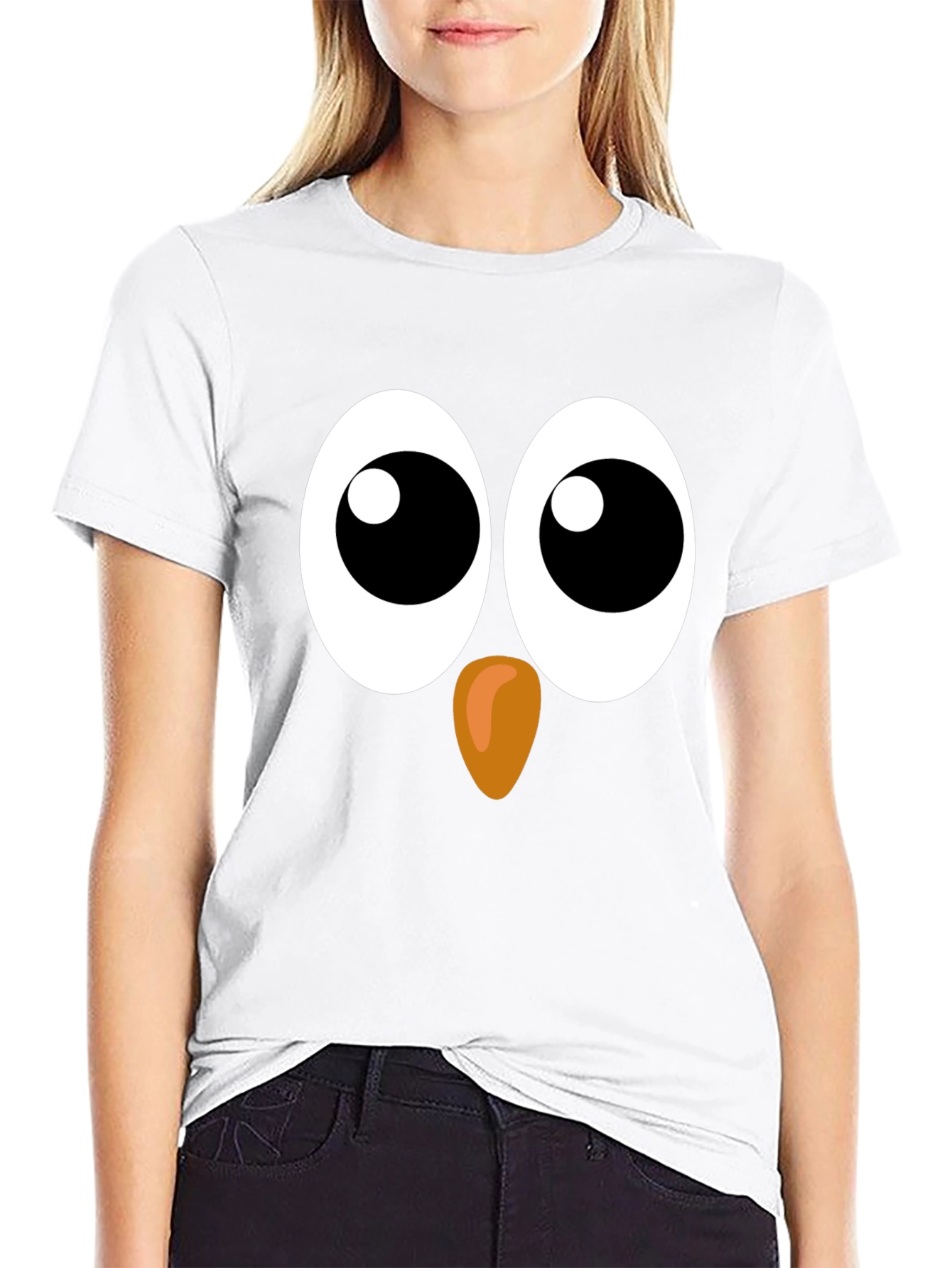 Funny Owl Face Graphic Black T-Shirt