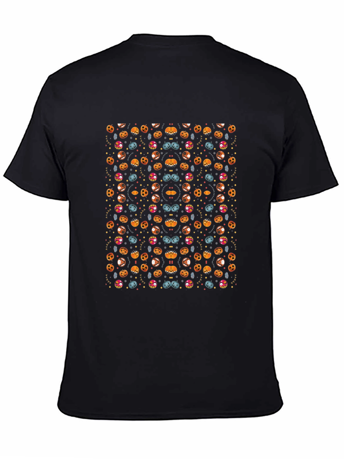 Spooky Halloween Pattern Black T-Shirt