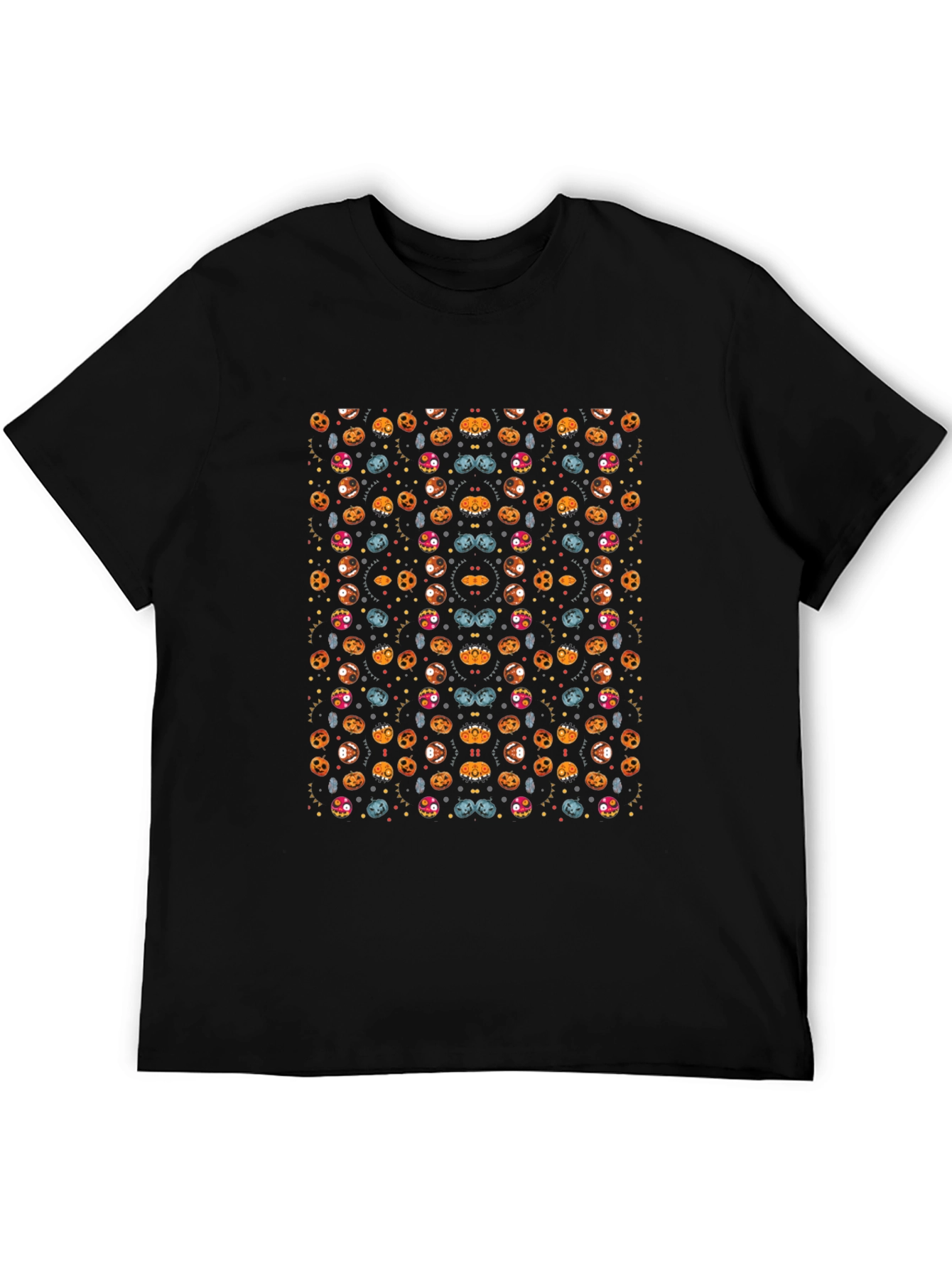 Spooky Halloween Pattern Black T-Shirt