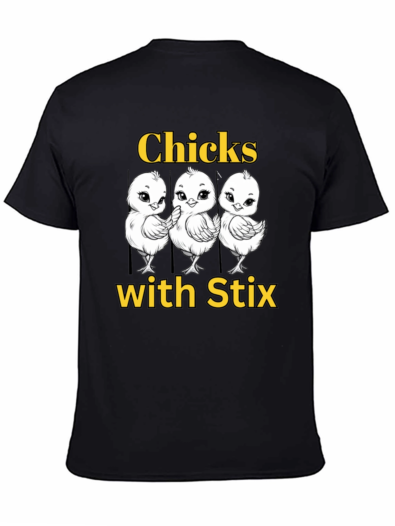 Funny Chicks with Stix Graphic T-Shirt