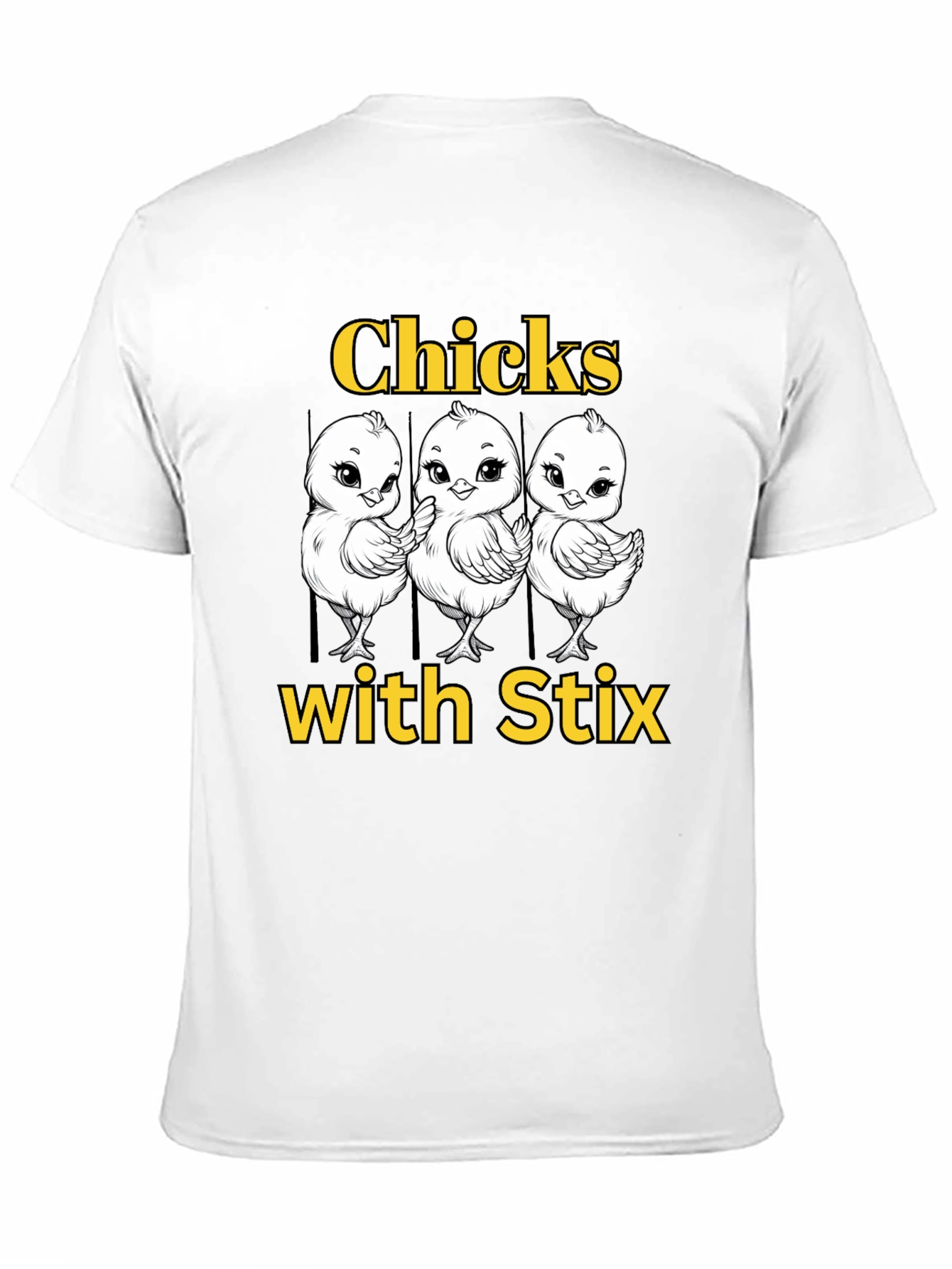 Funny Chicks with Stix Graphic T-Shirt