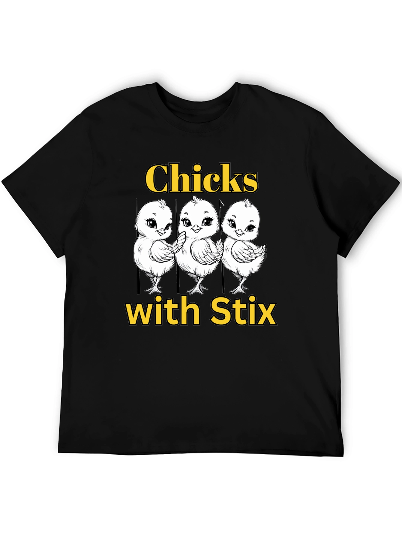 Funny Chicks with Stix Graphic T-Shirt