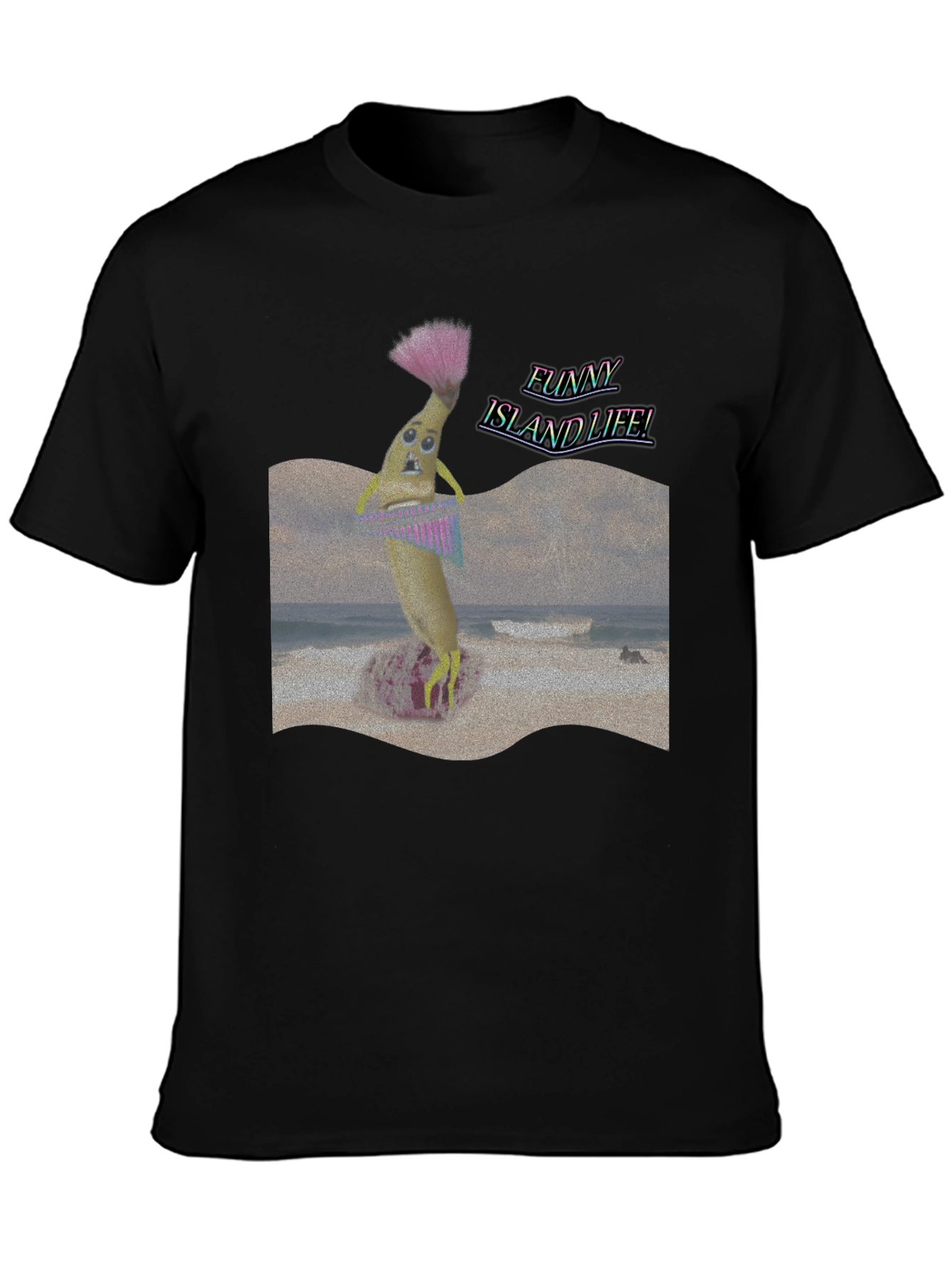 Funny Island Life Black T-Shirt