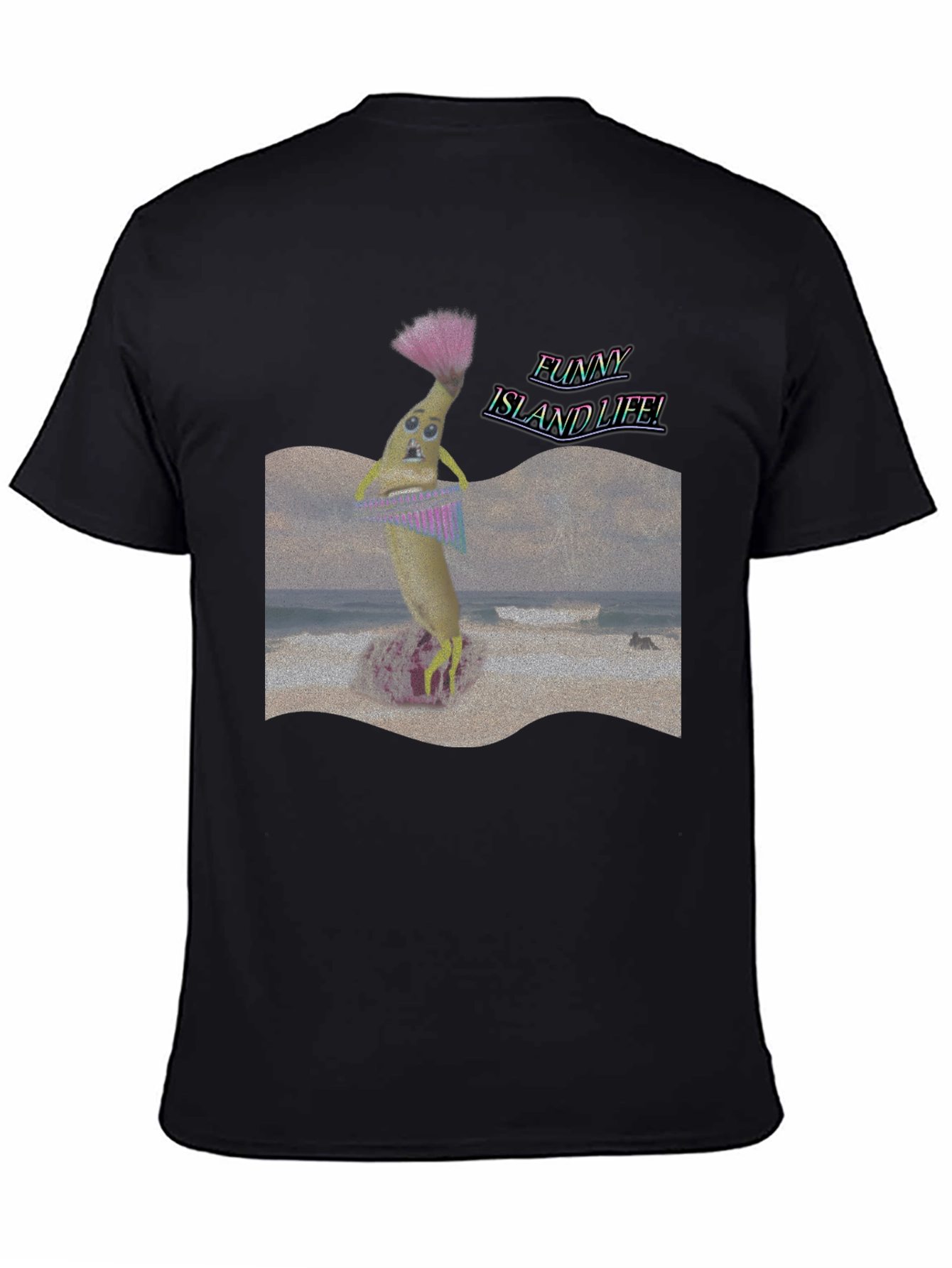 Funny Island Life Black T-Shirt