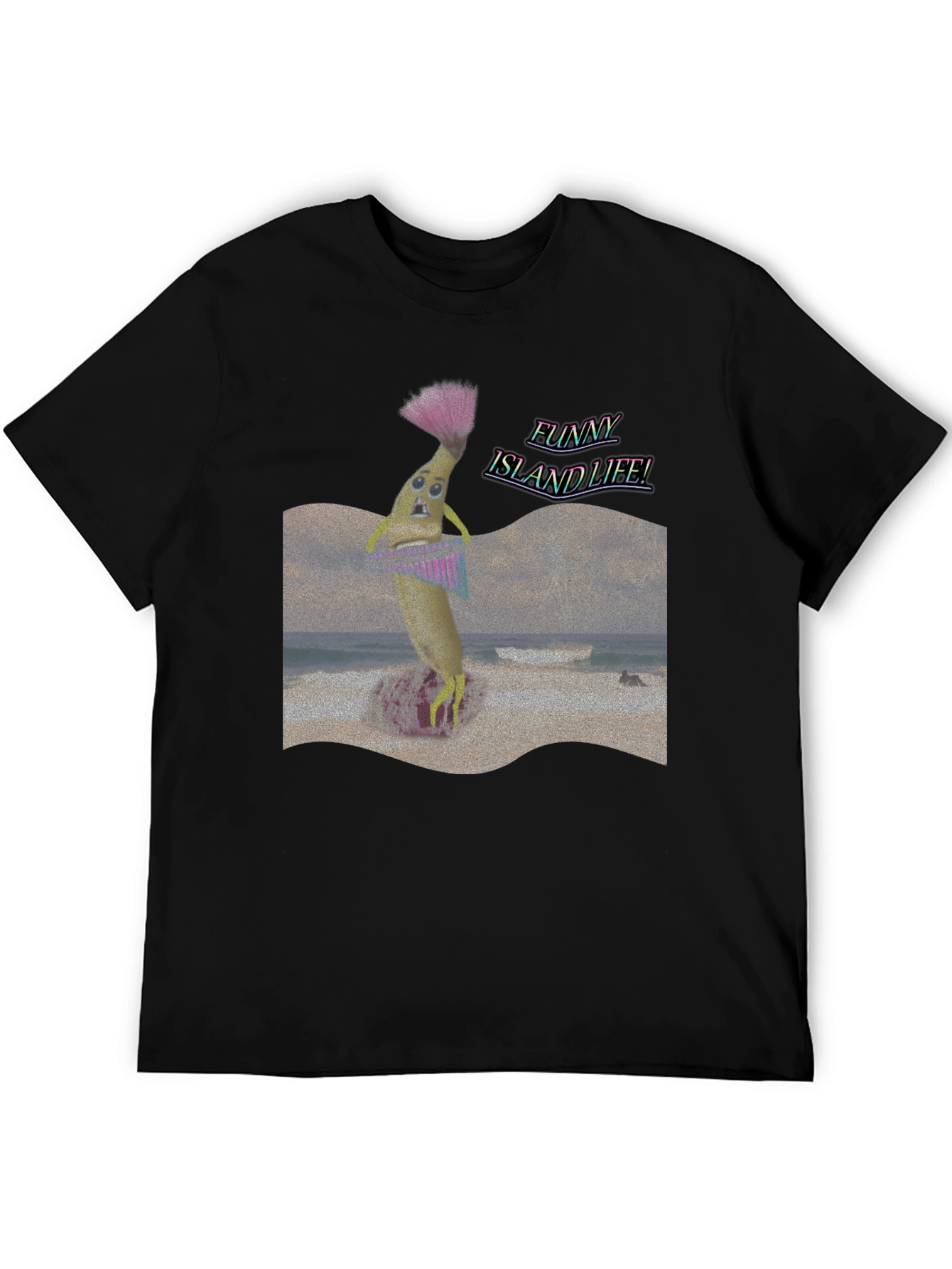 Funny Island Life Black T-Shirt