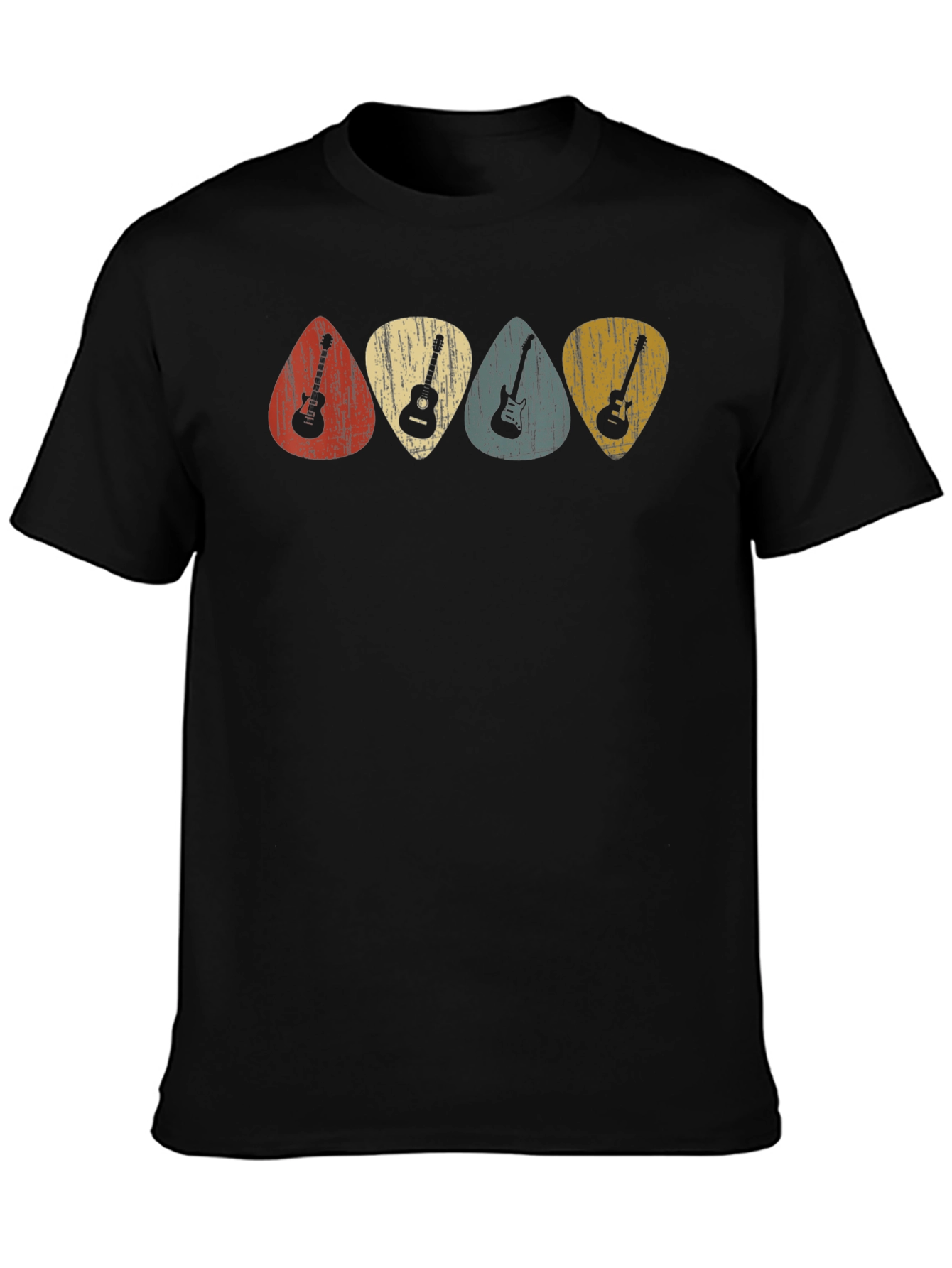 Retro Guitar Picks Graphic Tee - Classic Musician T-Shirt