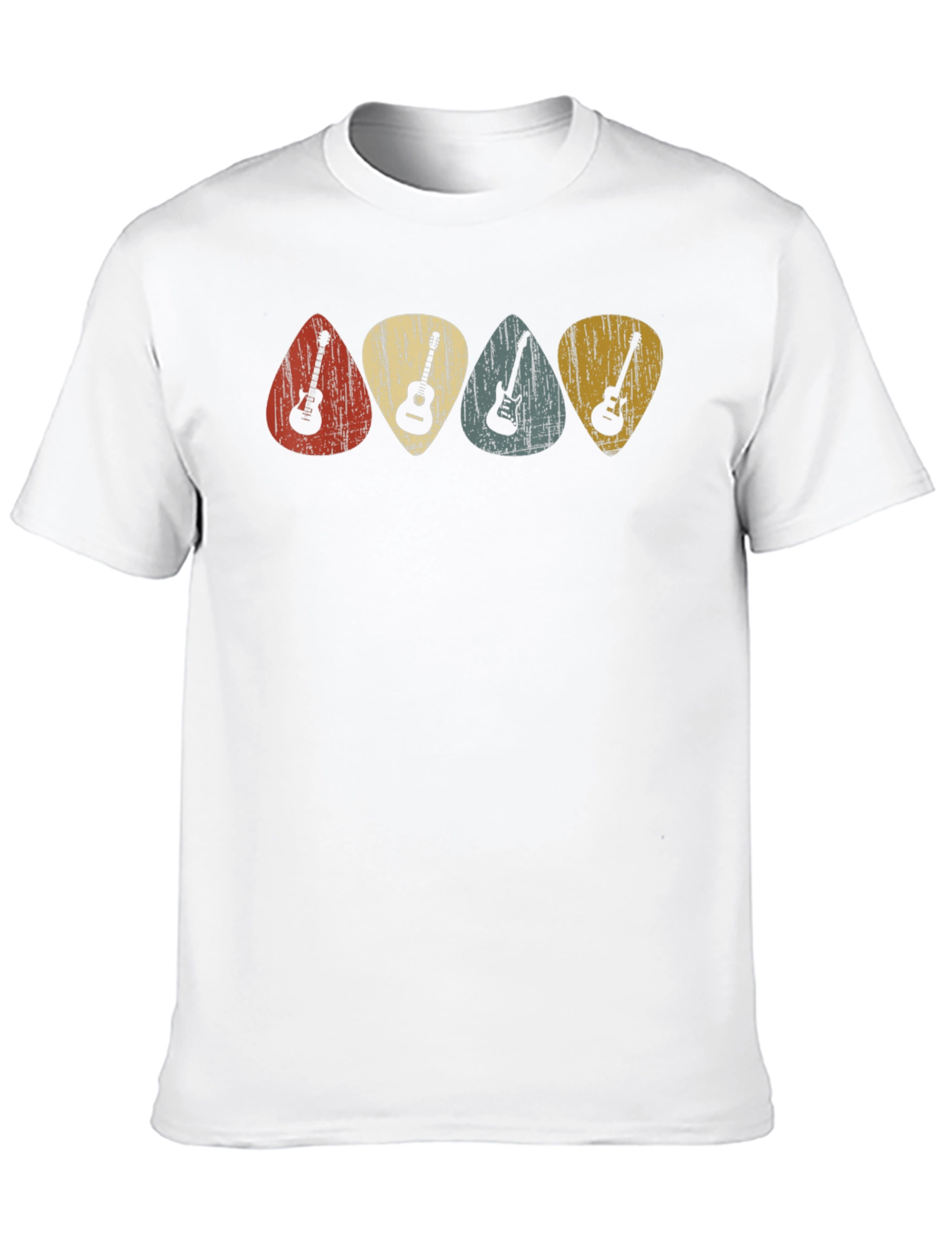 Retro Guitar Picks Graphic Tee - Classic Musician T-Shirt