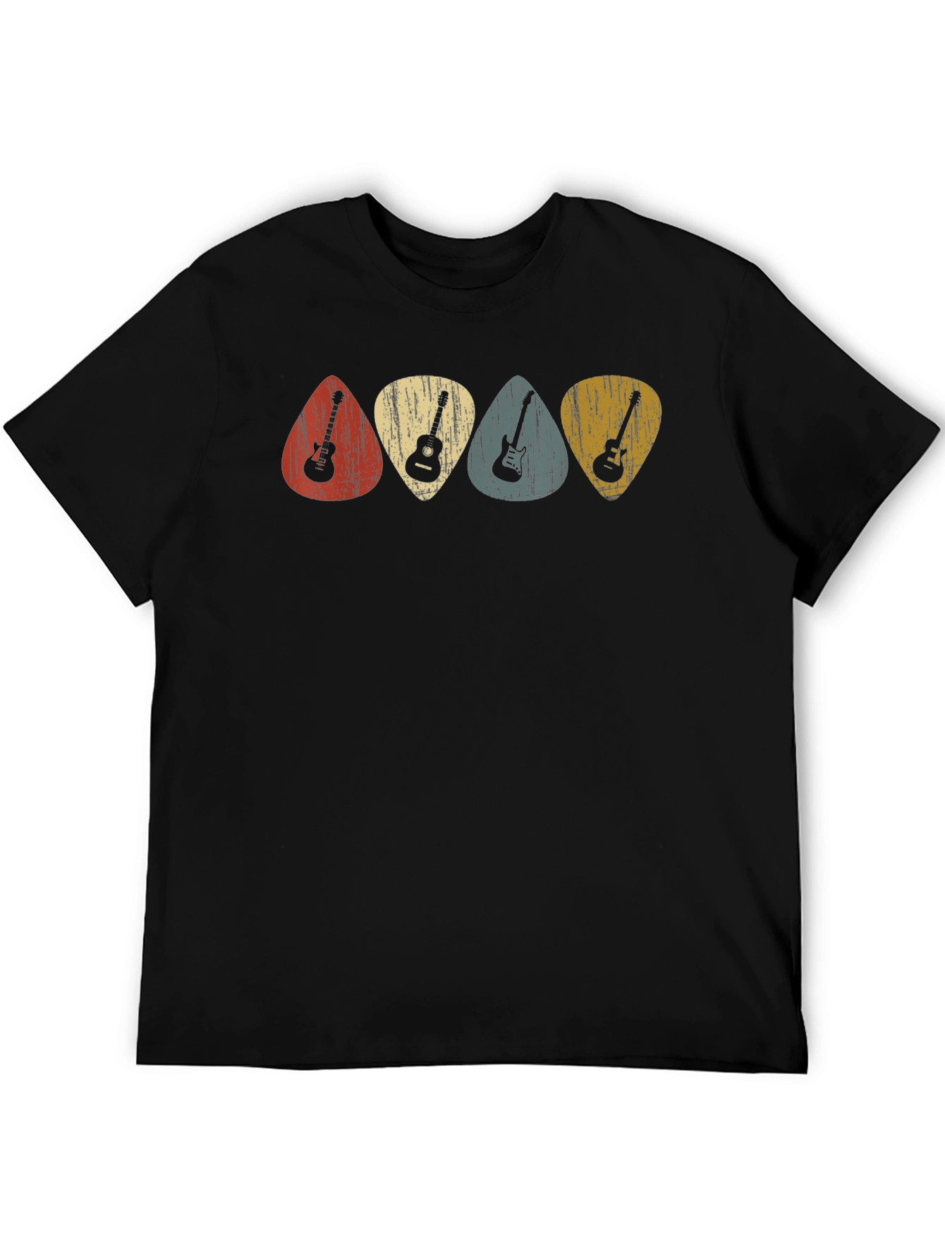 Retro Guitar Picks Graphic Tee - Classic Musician T-Shirt