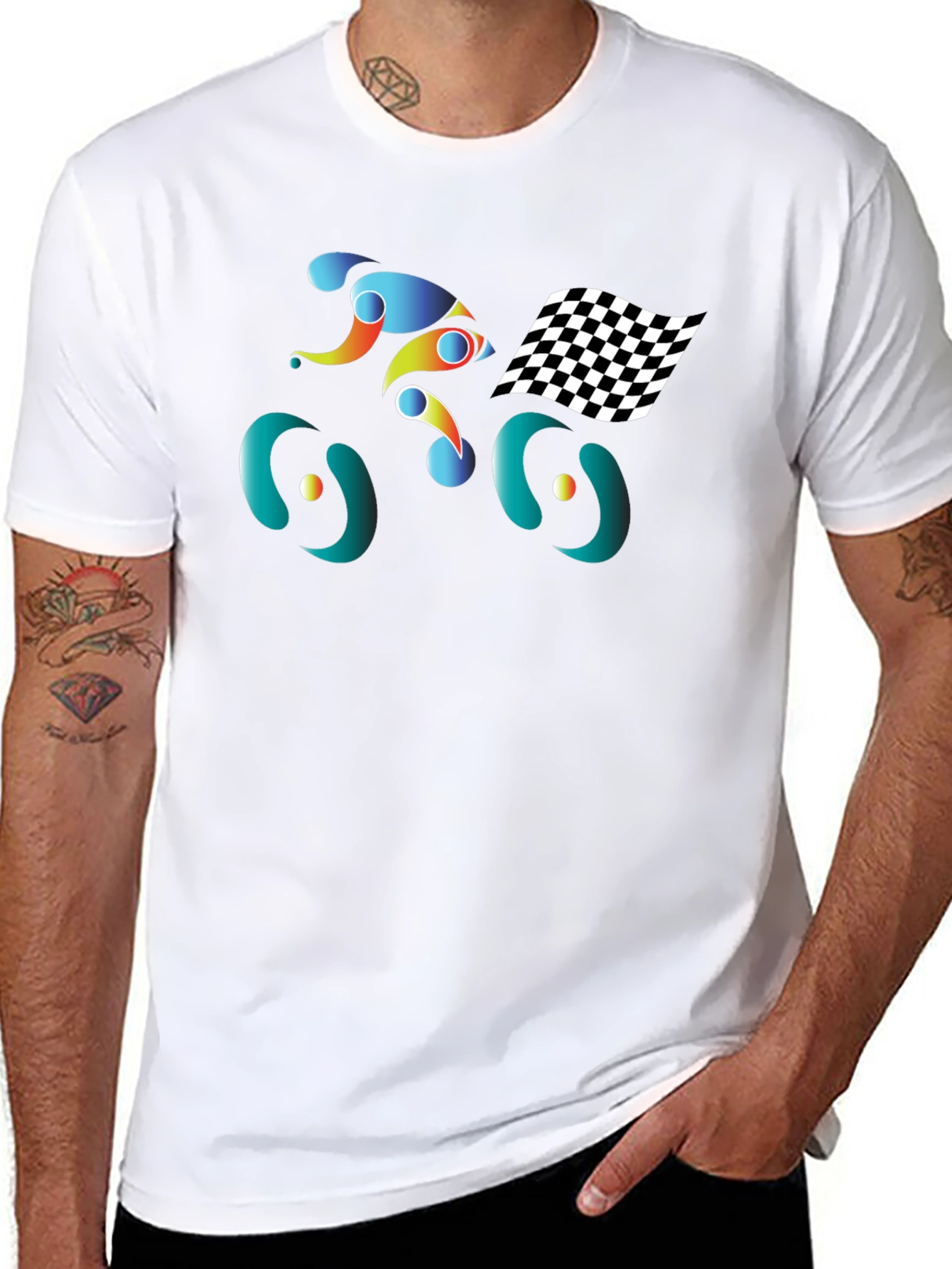 Abstract Cycling Graphic Tee - Black