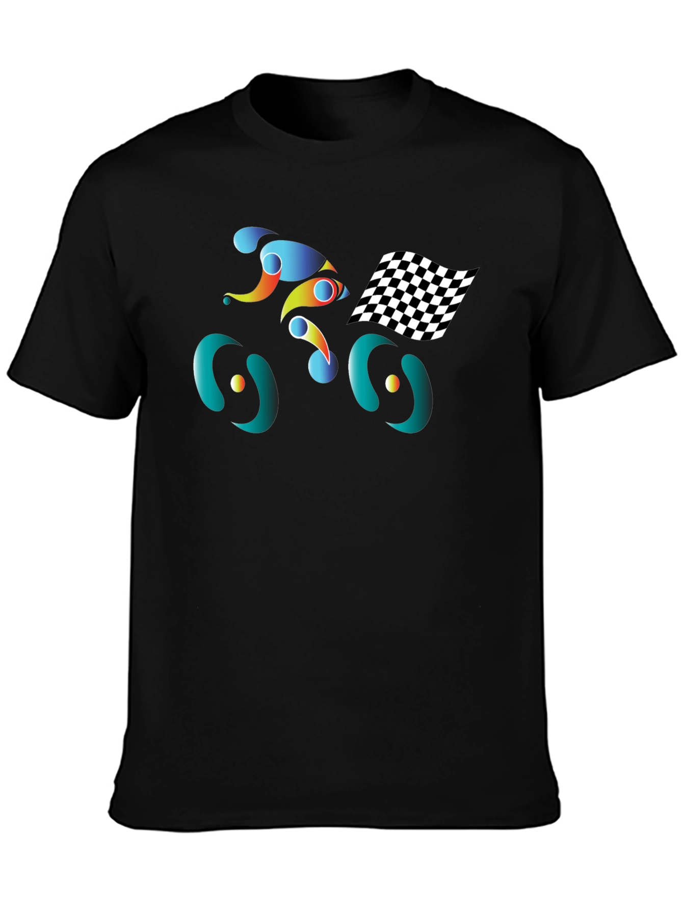 Abstract Cycling Graphic Tee - Black