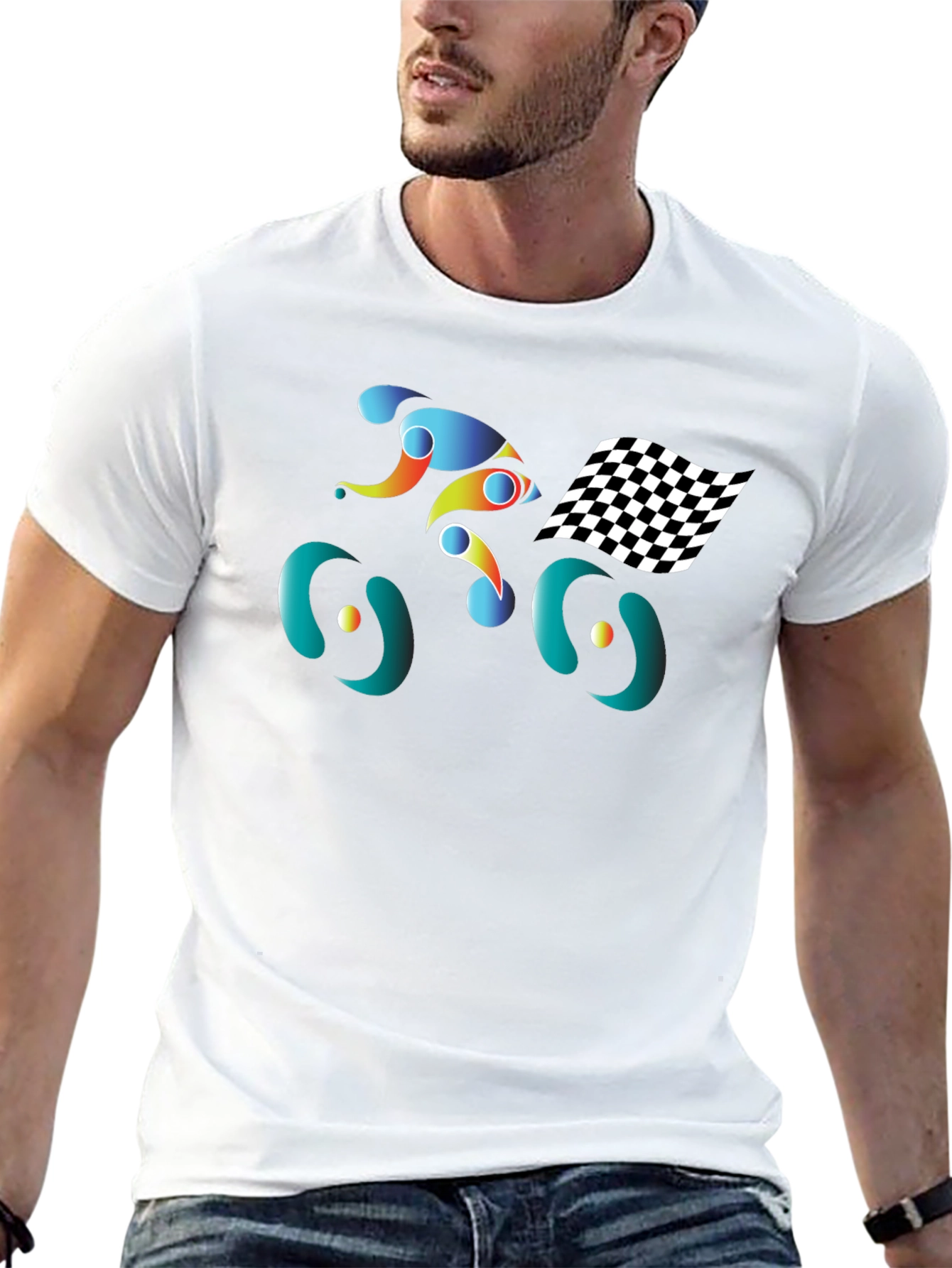 Abstract Cycling Graphic Tee - Black