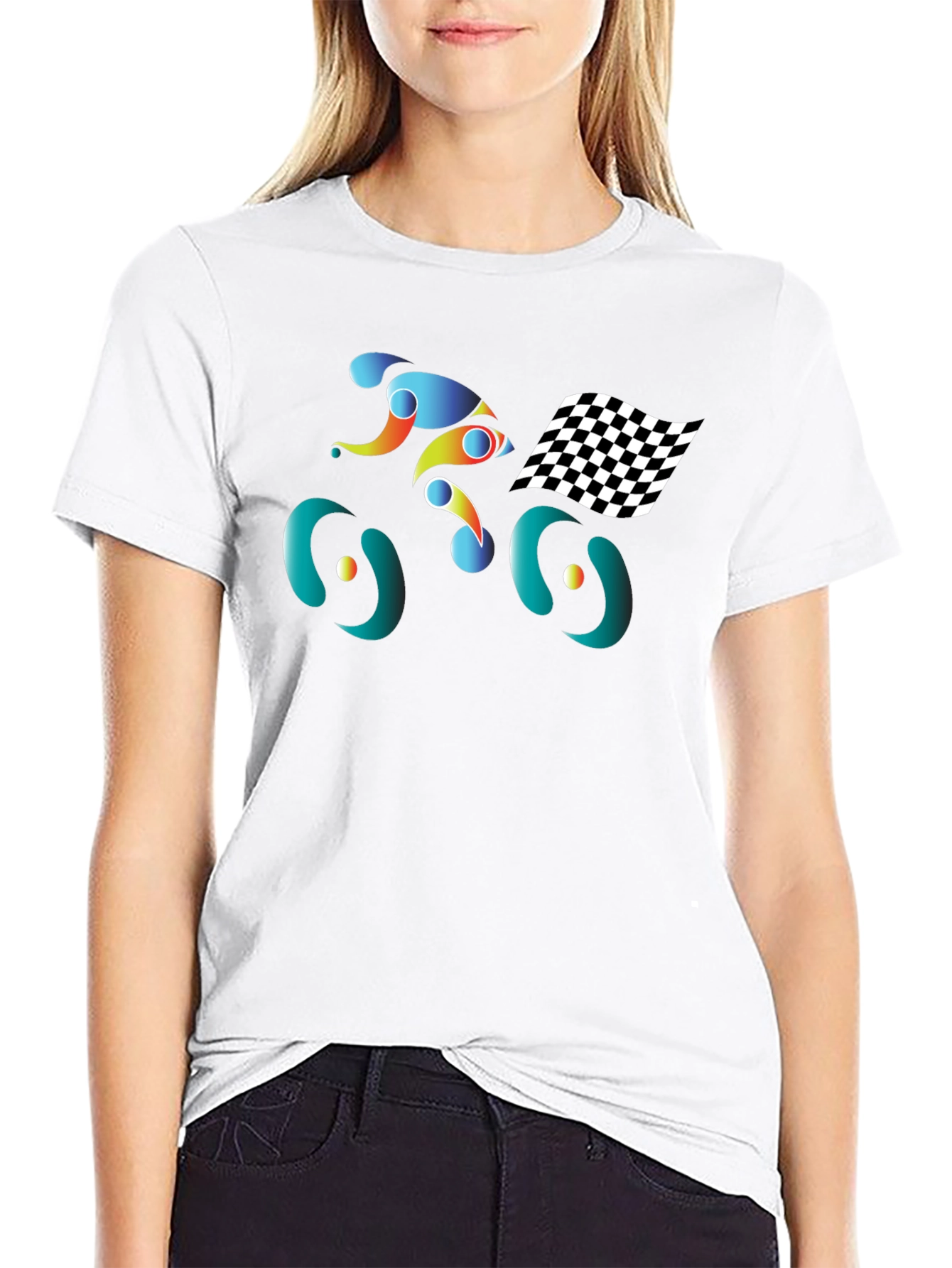 Abstract Cycling Graphic Tee - Black