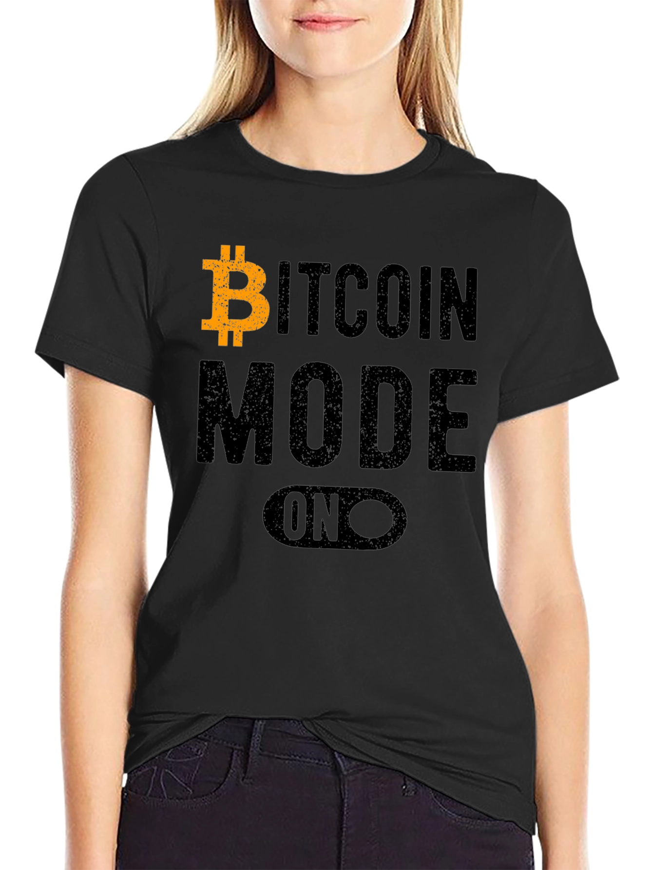 Bitcoin Mode On Black T-Shirt