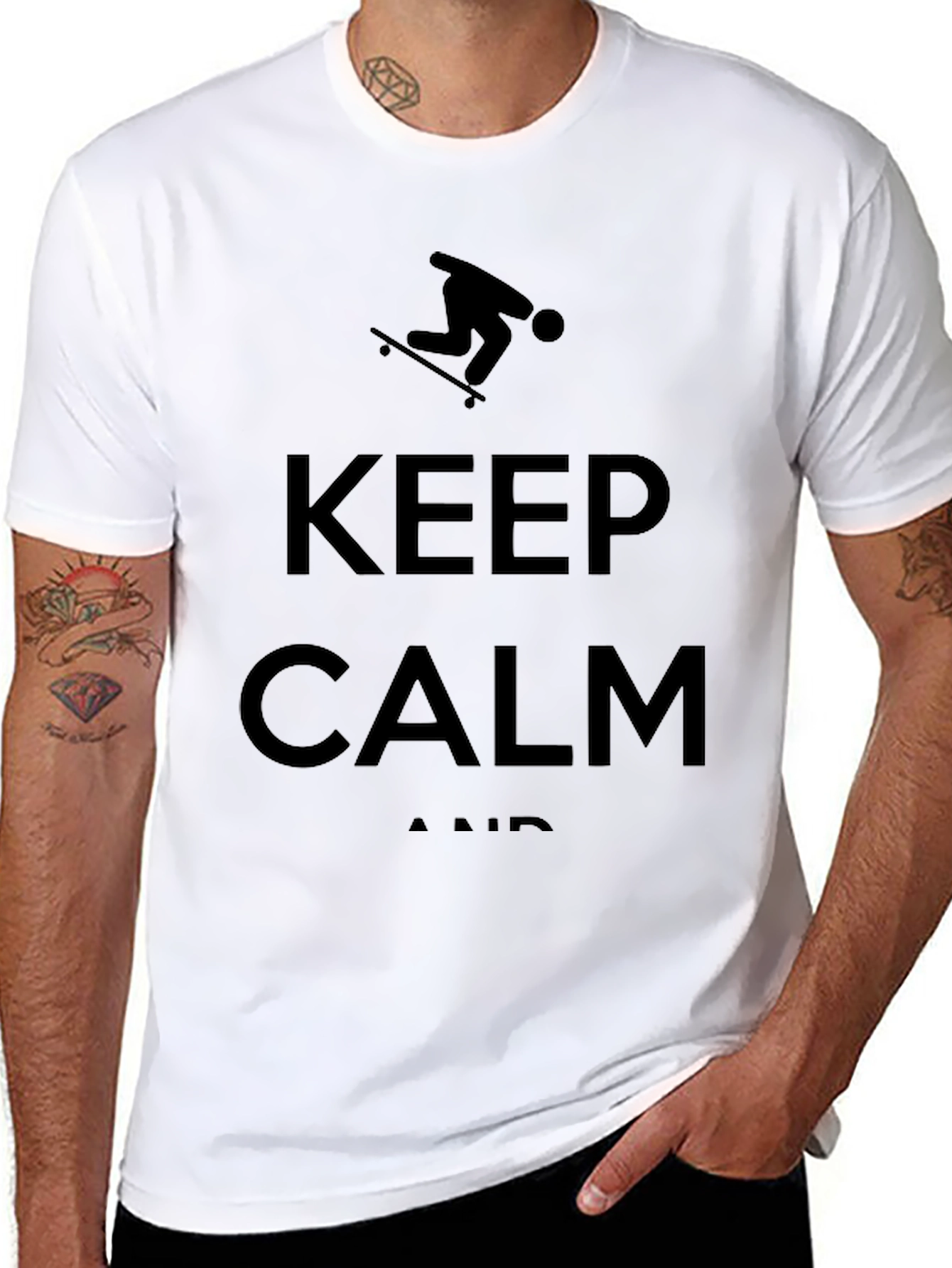 Keep Calm Skateboarder Graphic Tee - Black