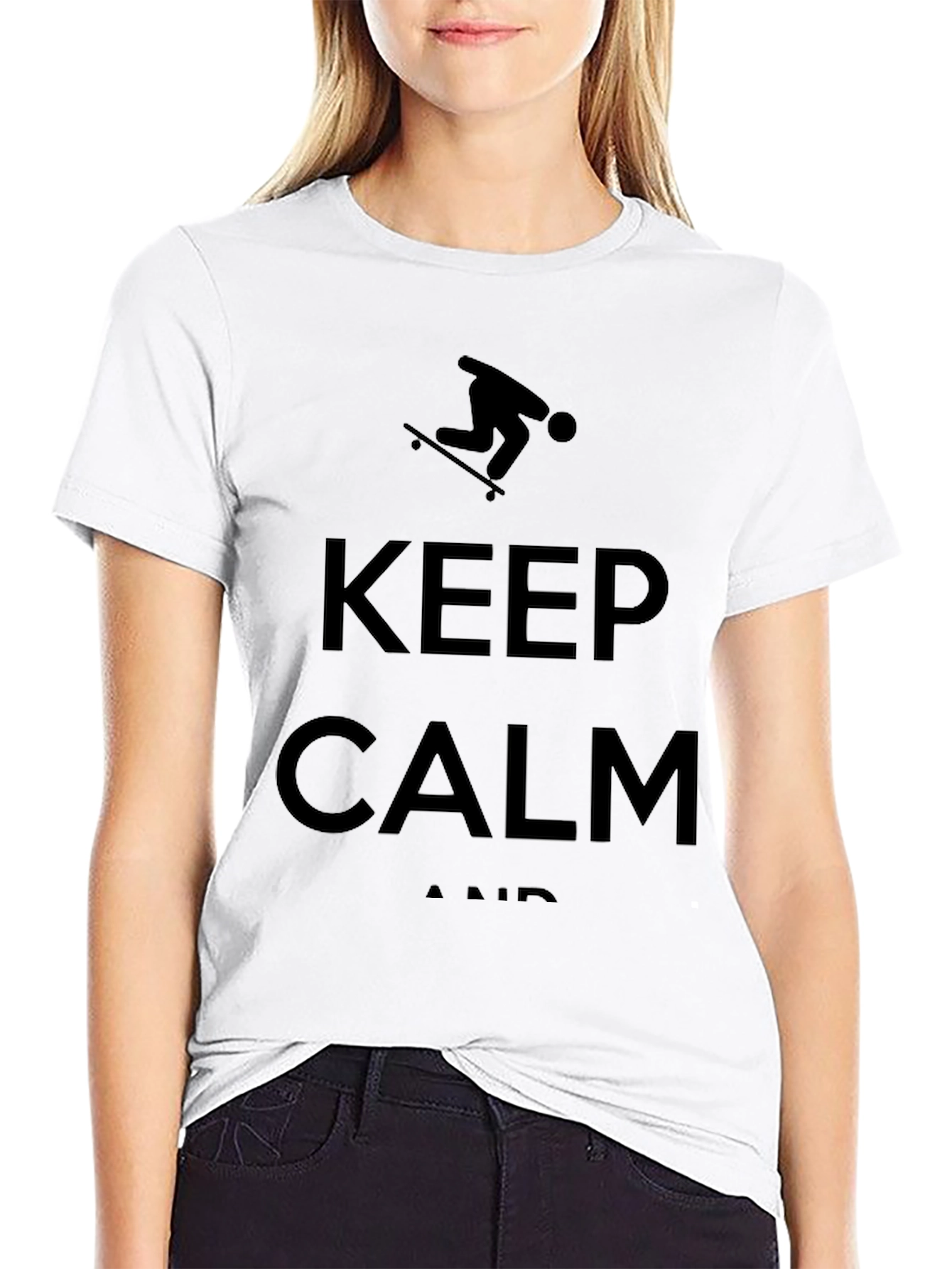 Keep Calm Skateboarder Graphic Tee - Black