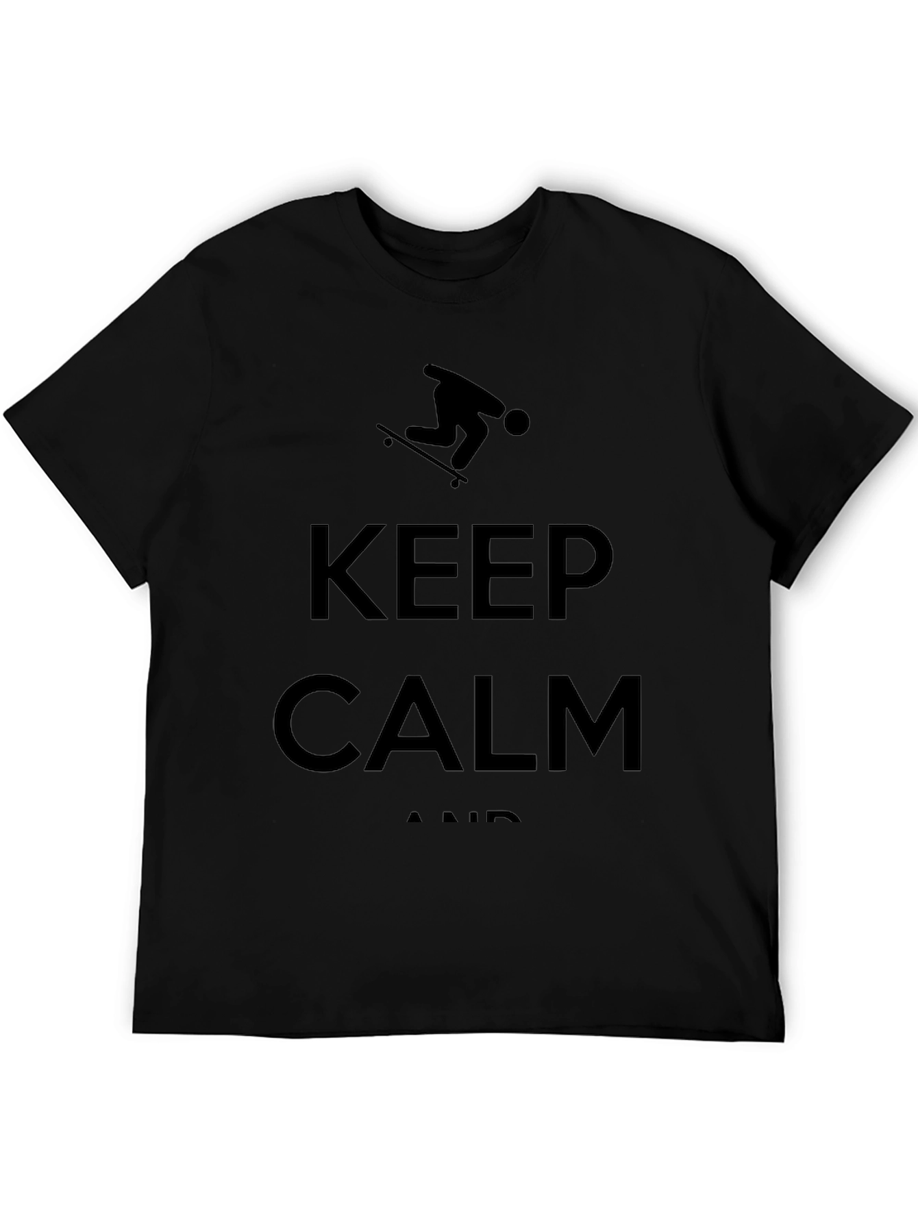 Keep Calm Skateboarder Graphic Tee - Black