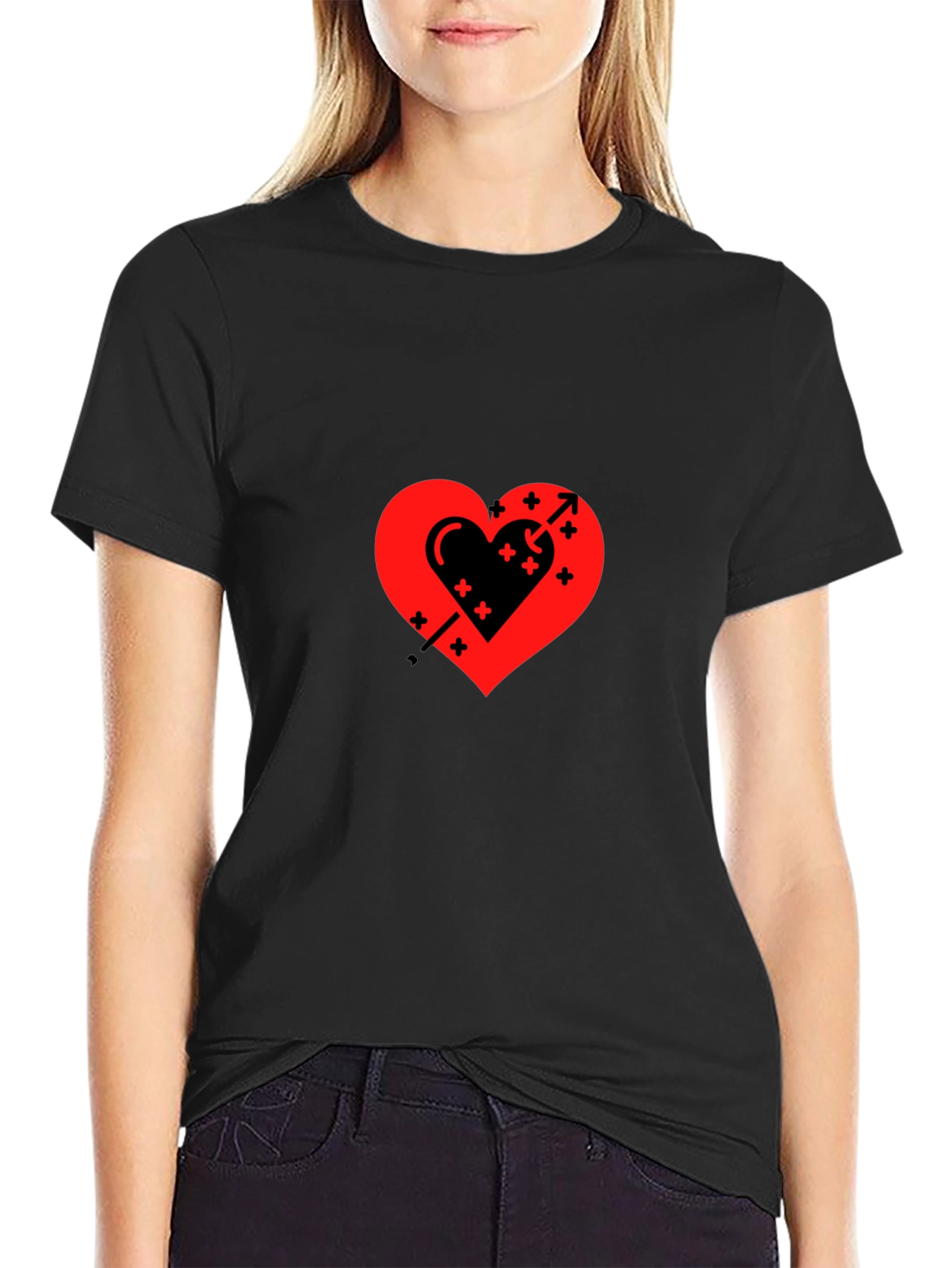 Heart & Arrow Graphic Black T-Shirt