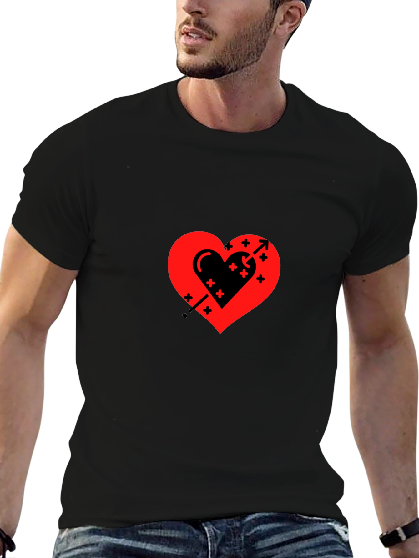 Heart & Arrow Graphic Black T-Shirt