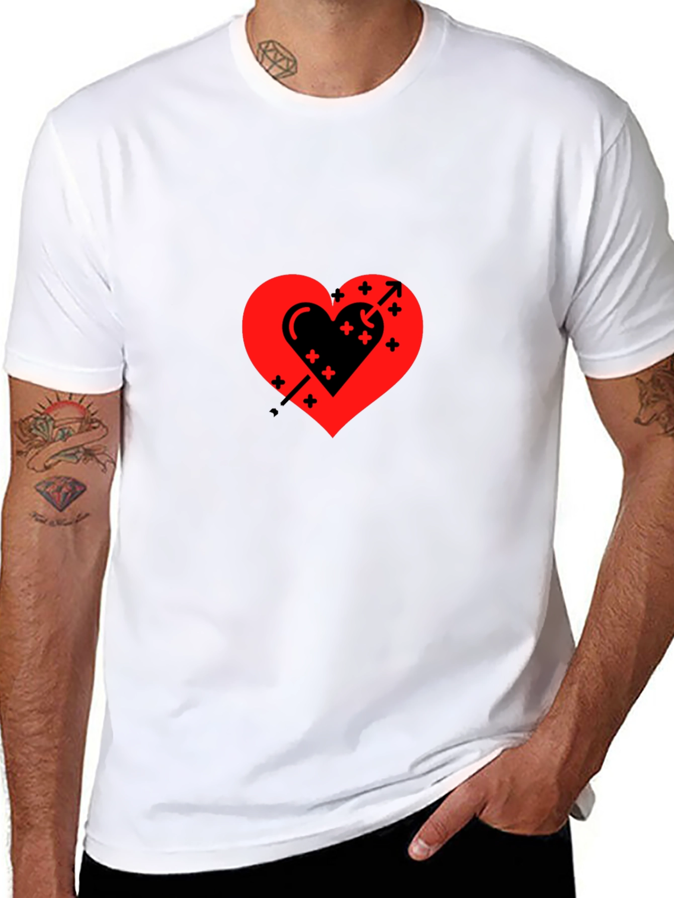 Heart & Arrow Graphic Black T-Shirt