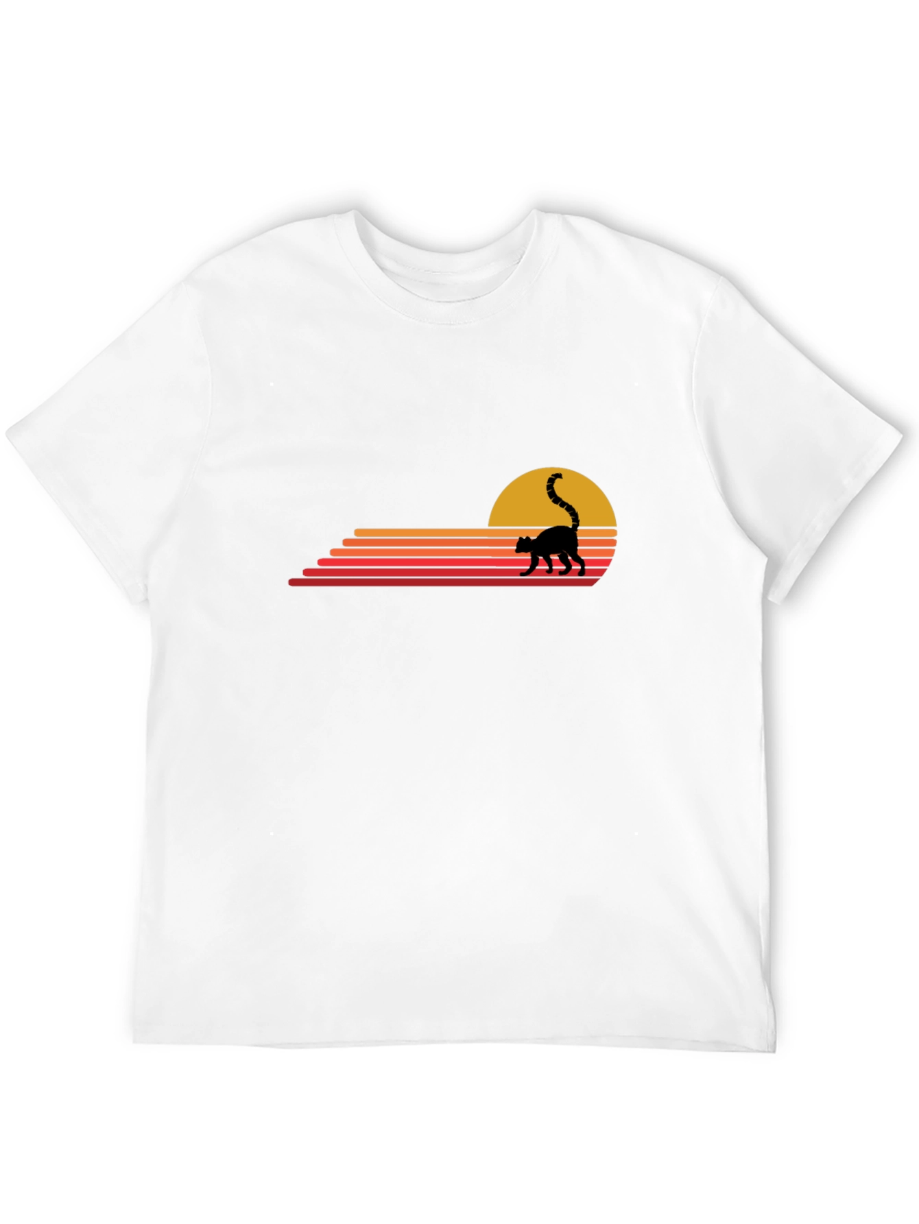Retro Lemur Sunset Graphic Tee - Black