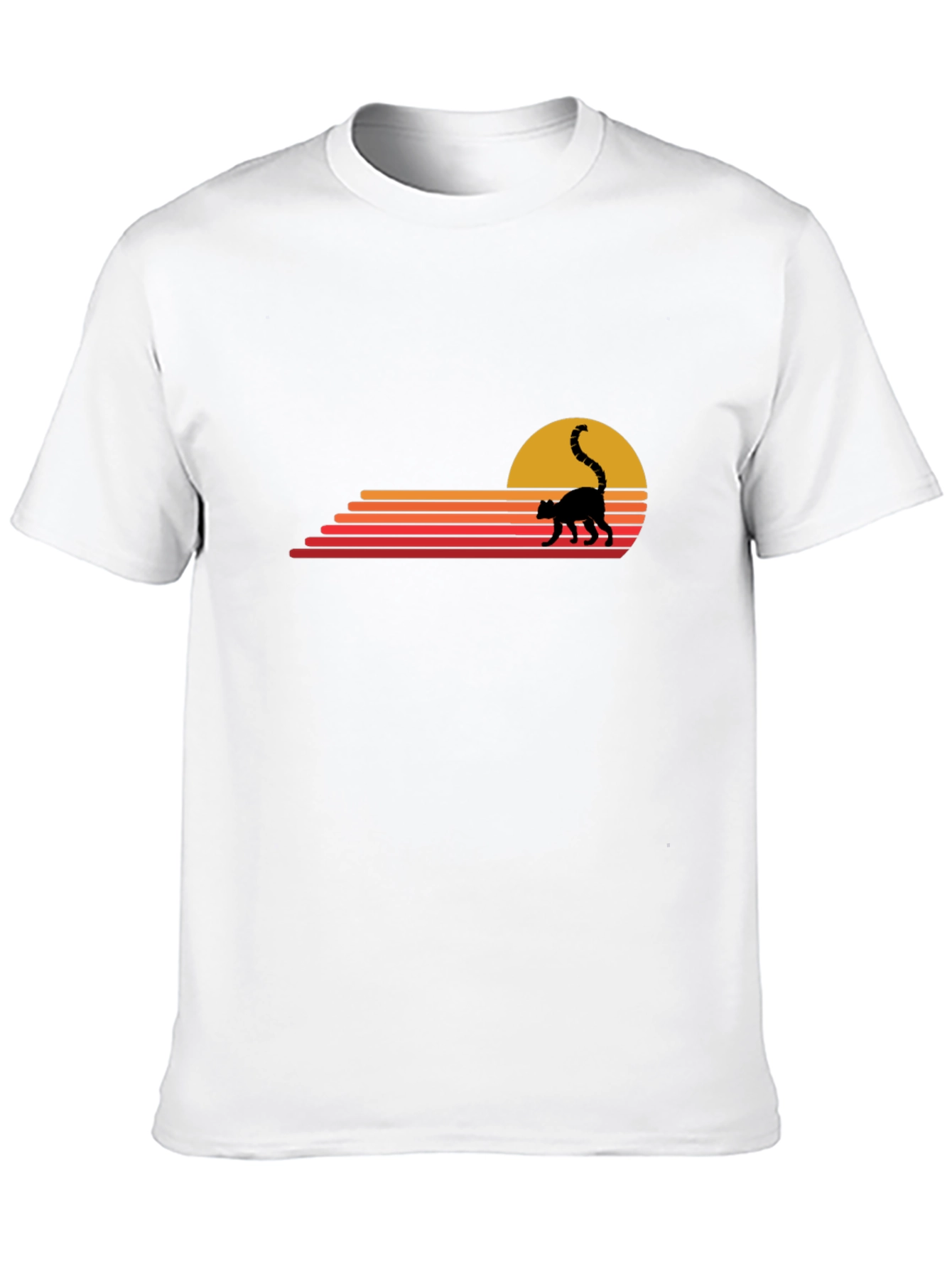 Retro Lemur Sunset Graphic Tee - Black