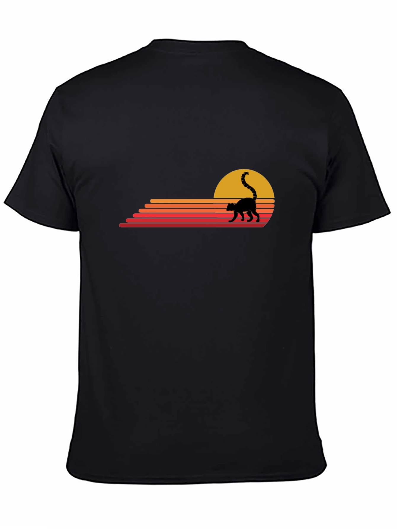 Retro Lemur Sunset Graphic Tee - Black