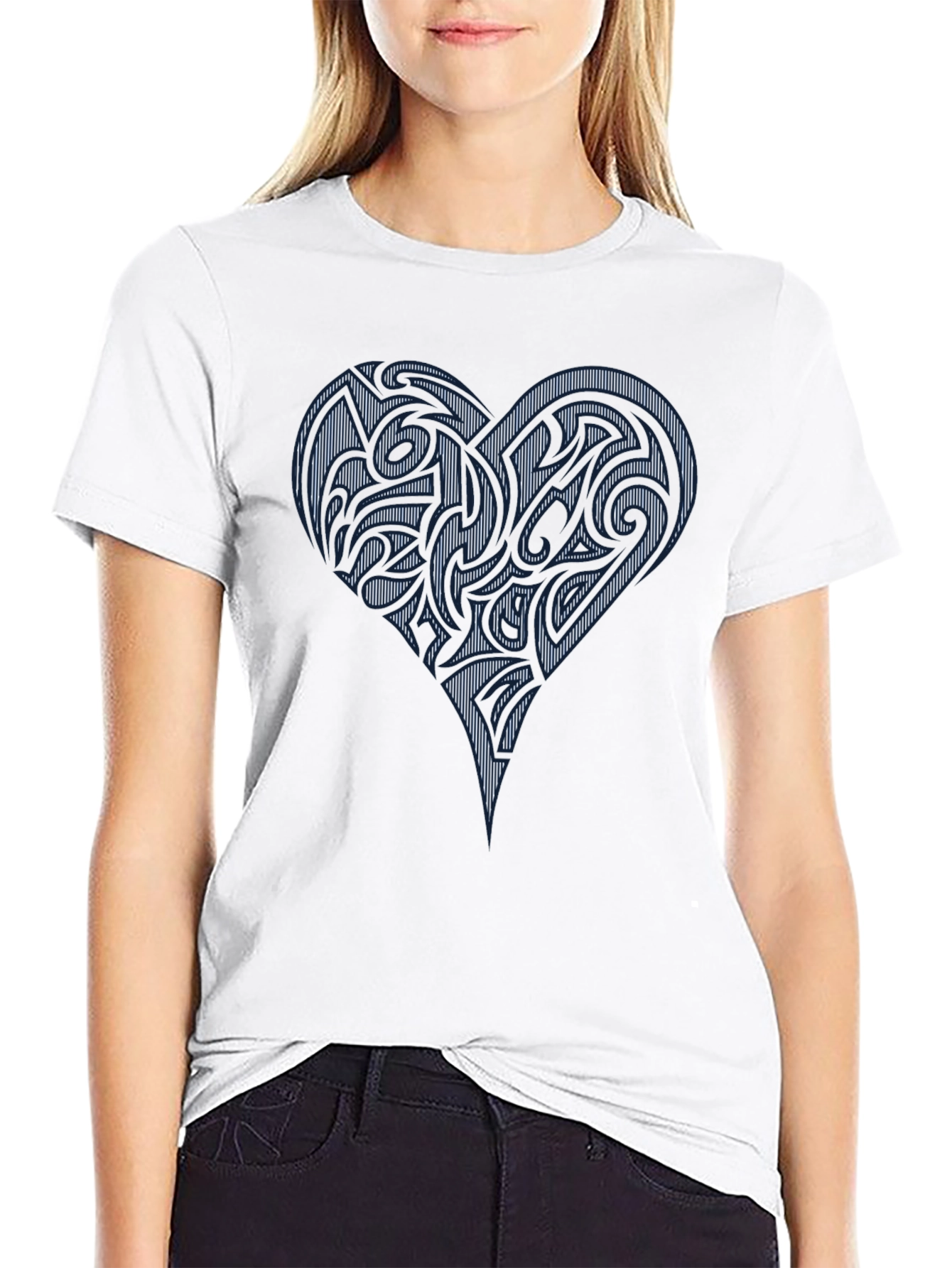 Tribal Heart Graphic Black T-Shirt