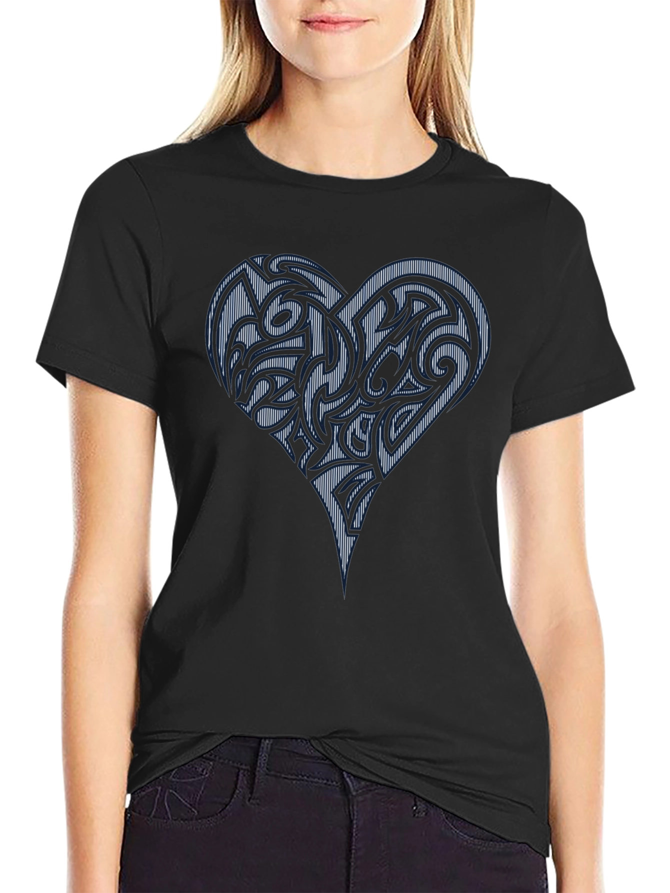 Tribal Heart Graphic Black T-Shirt