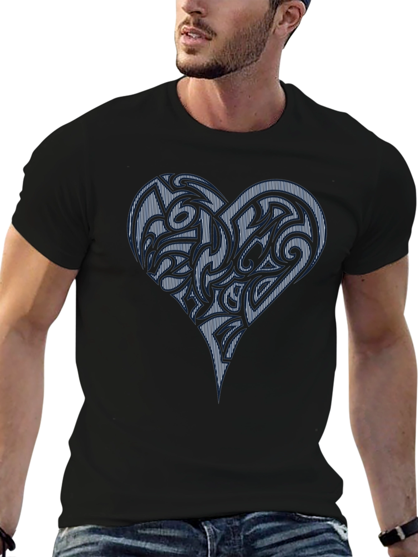 Tribal Heart Graphic Black T-Shirt