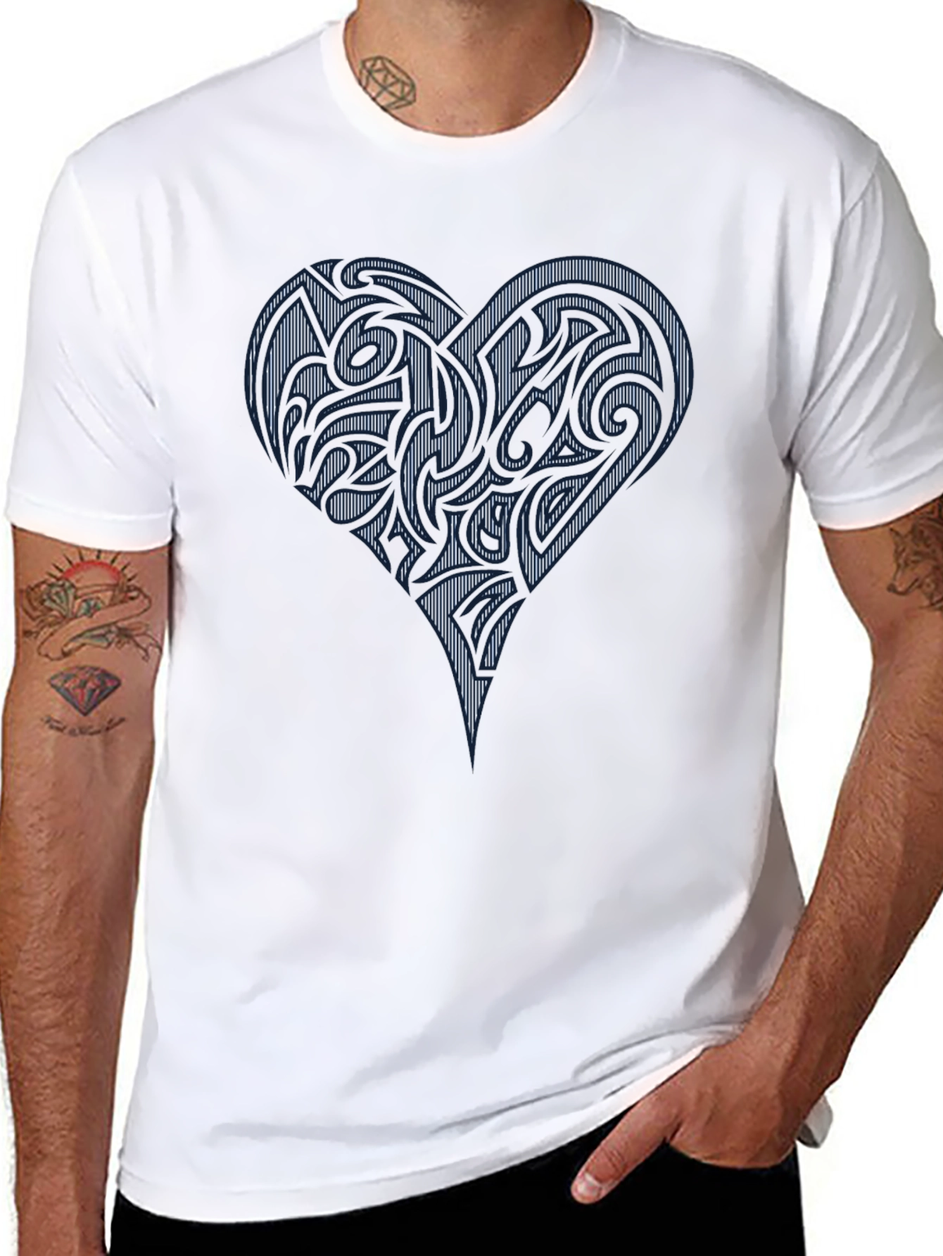 Tribal Heart Graphic Black T-Shirt