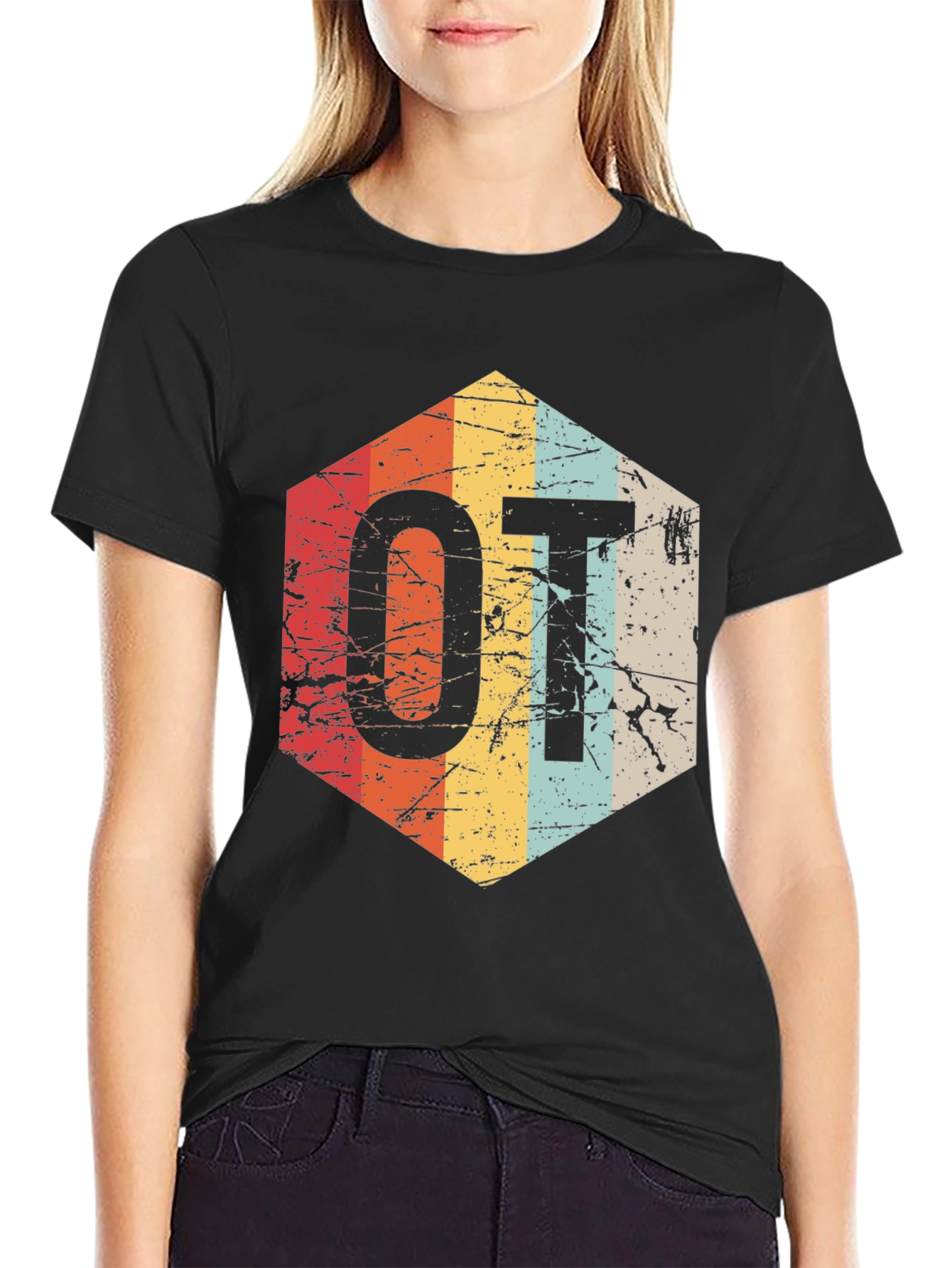 Retro OT Hexagon T-Shirt - Occupational Therapy Gift