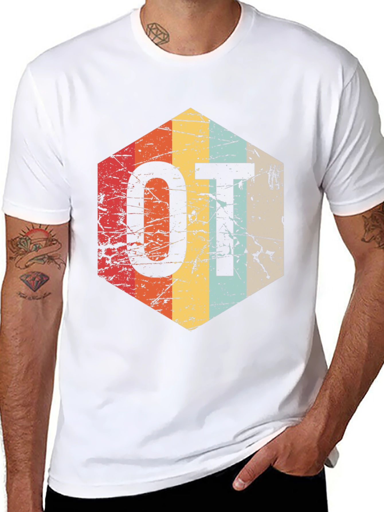 Retro OT Hexagon T-Shirt - Occupational Therapy Gift